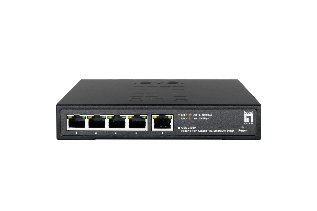 LevelOne GES-2105P Hilbert 4+1-Port PoE Smart Lite Gigabit Switch Netzwerk-Switch