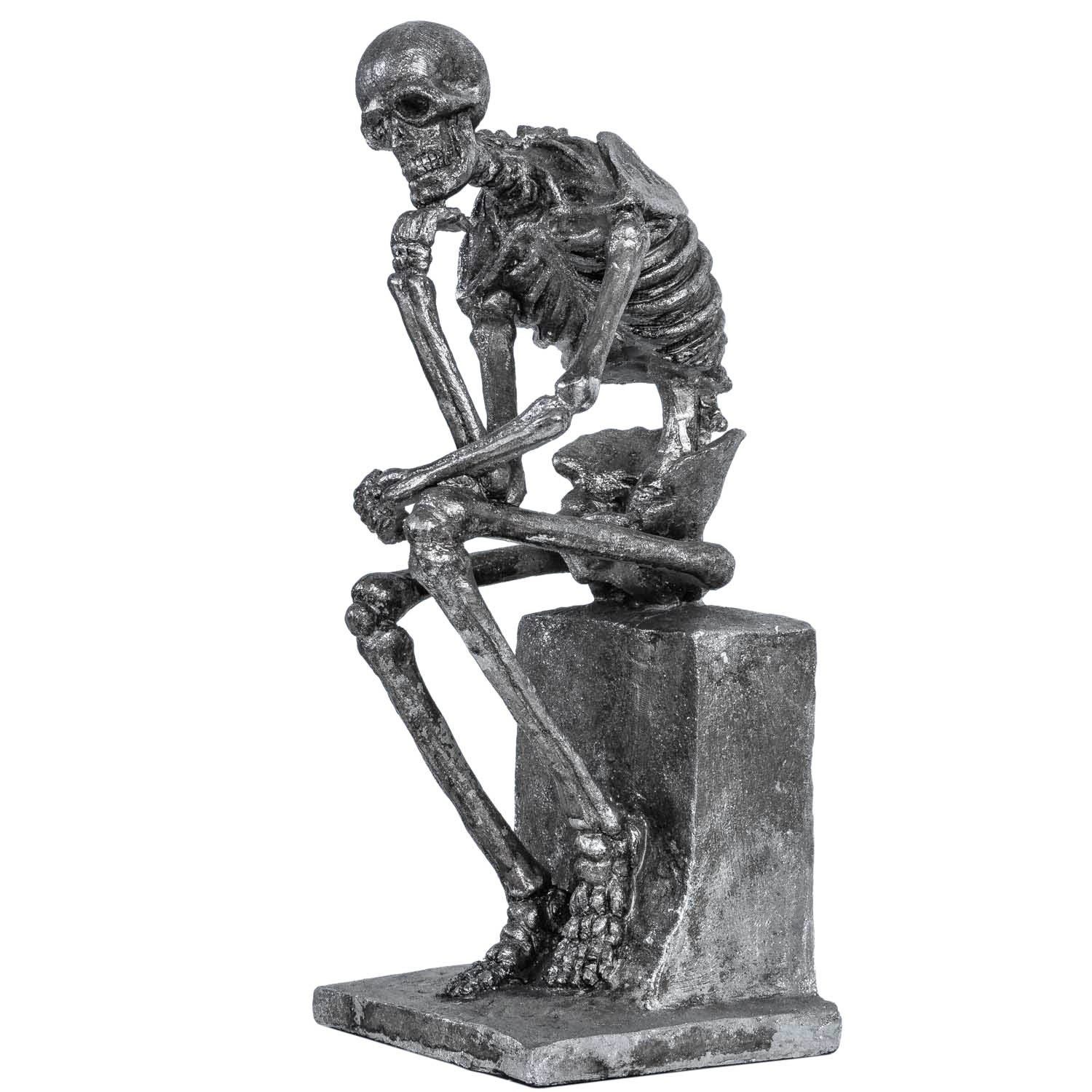 Bronze Figur Skelett - Der Denker 22cm