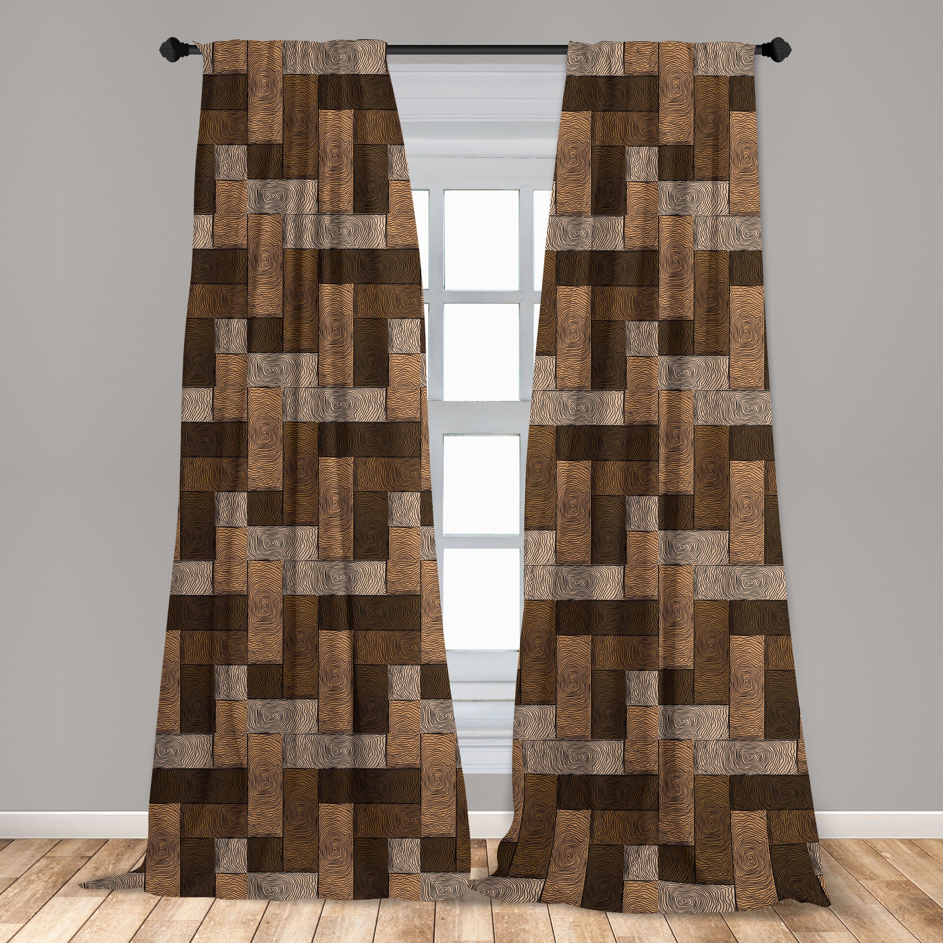 Dekor, Schlafzimmer Microfaser, Holzparkett Schokolade Vorhang Gardine Wohnzimmer für Abakuhaus, Motiv