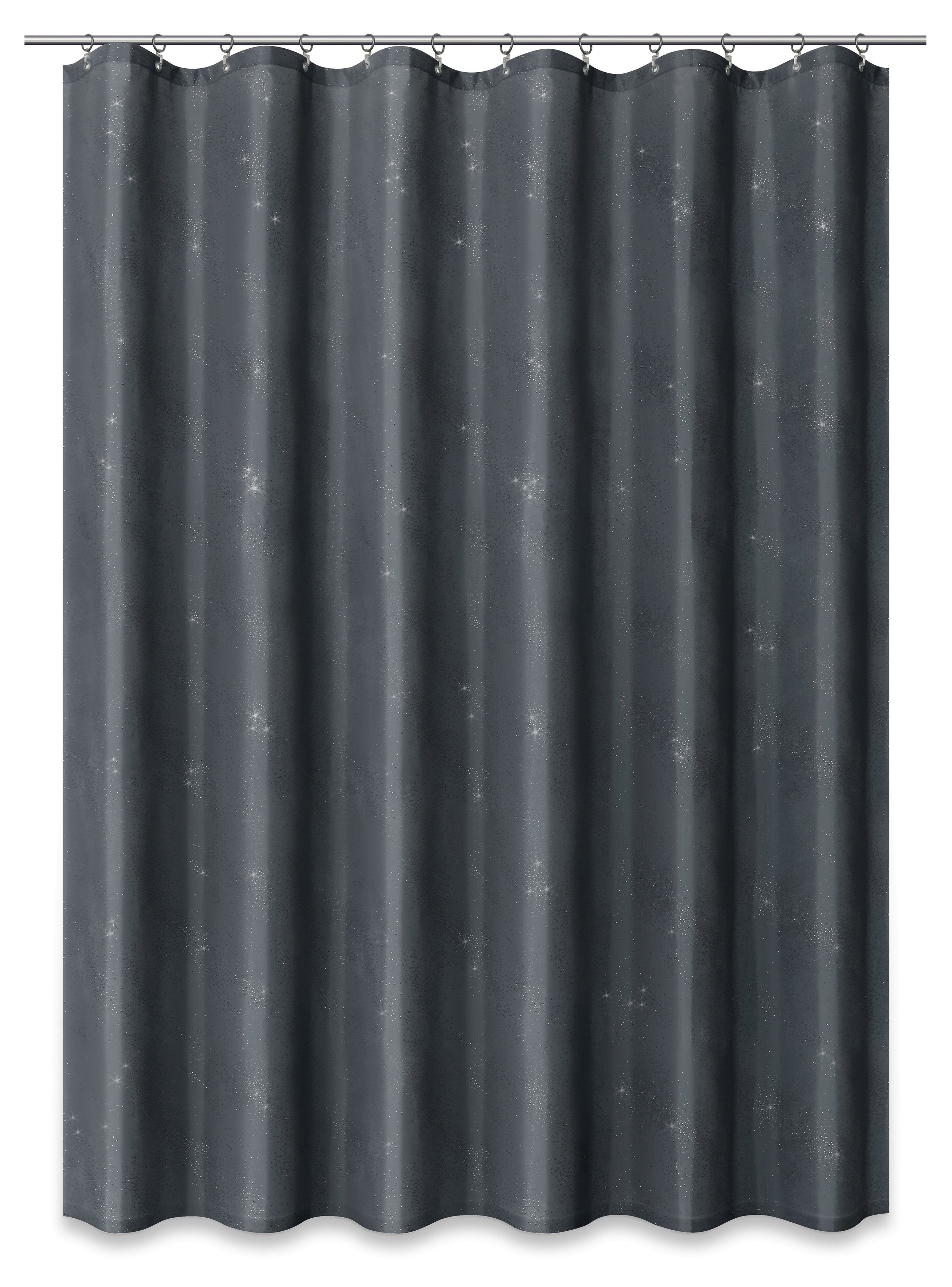 Clever-Kauf-24 Duschvorhang Textil-Duschvorhang Strass, grau silber Breite 180 cm, Glitzerdruck