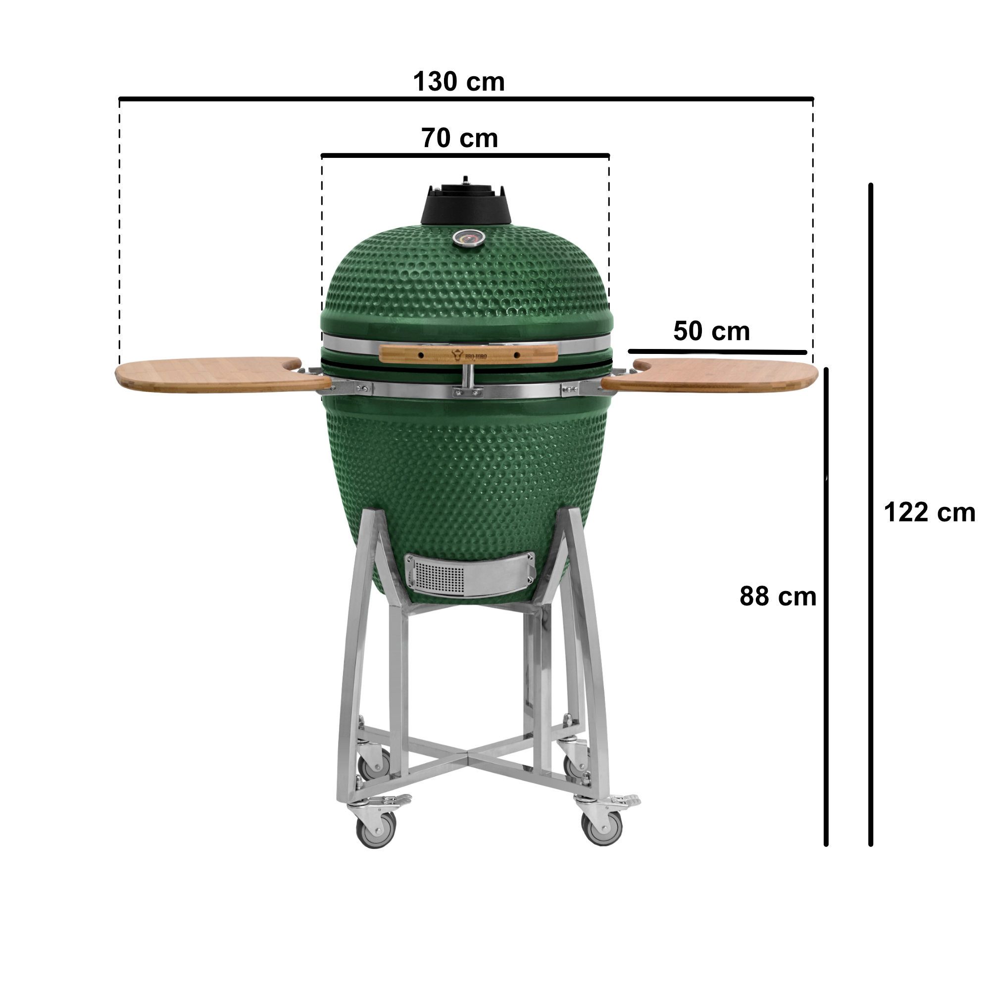 BBQ-Toro Keramikgrill Kamado Grill Holzkohlegrill "KURO" Ø 52 cm, Grün, Keramikgrill, High-End Holzkohlegrill, optimale Hitzespeicherung