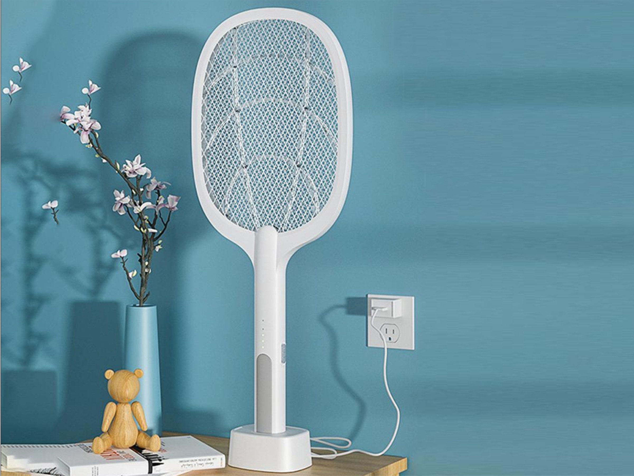 Verkgroup Fliegenklatsche Elektrische Fliegenklatsche UV Insektenlampe Mückenfalle Akku USB, UV-Licht, 3000V Hochspannung, USB-Akku, Ständer – Bild 5 von 5