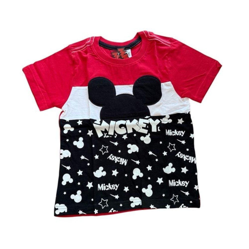 Disney Mickey Mouse T-Shirt Kurzärmliges Tshirt für Jungen, "Mickey Mouse", Schwarz-Rot, Gr.