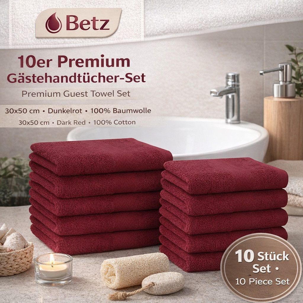Betz Gästehandtücher 10 tlg. Gästehandtücher-Set PREMIUM 100 % Baumwolle 30x50cm, 100% Baumwolle (10-St)