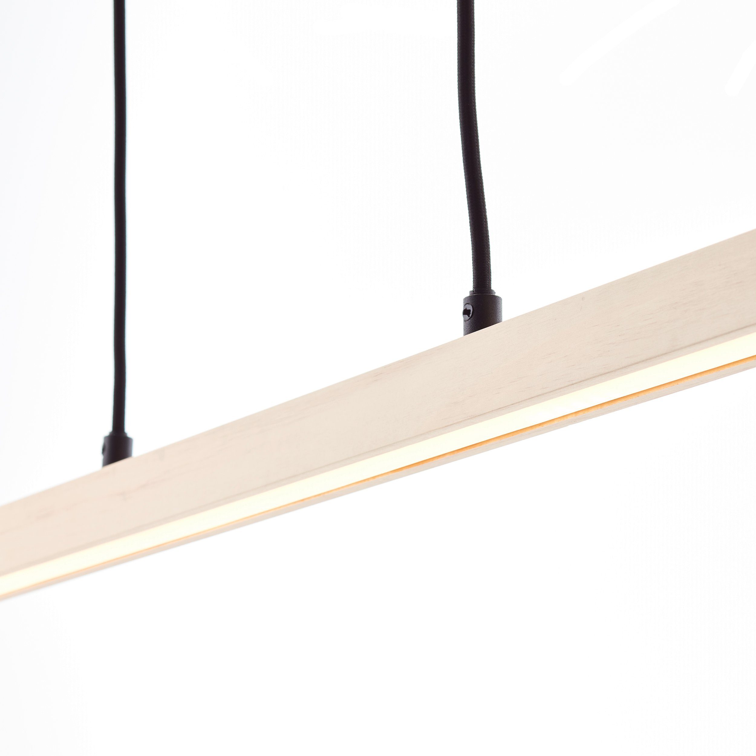 Brilliant LED Pendelleuchte Arion, LED fest integriert, Warmweiß, aus Holz, 150 cm Höhe, 103 cm Breite, 2400 lm, 3000 K