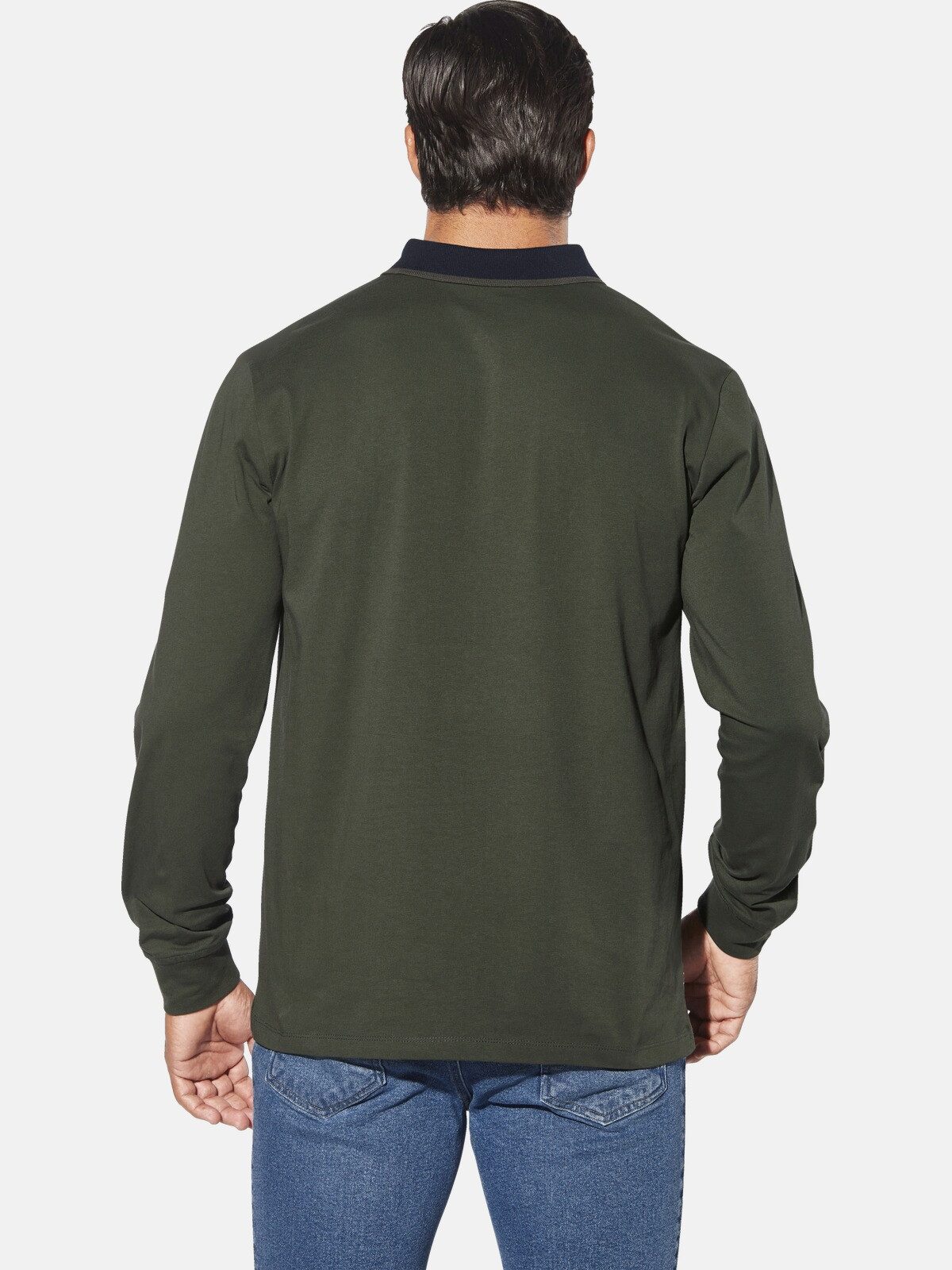 Jan Vanderstorm Langarm-Poloshirt OLSLAND mit großem Brust-Print