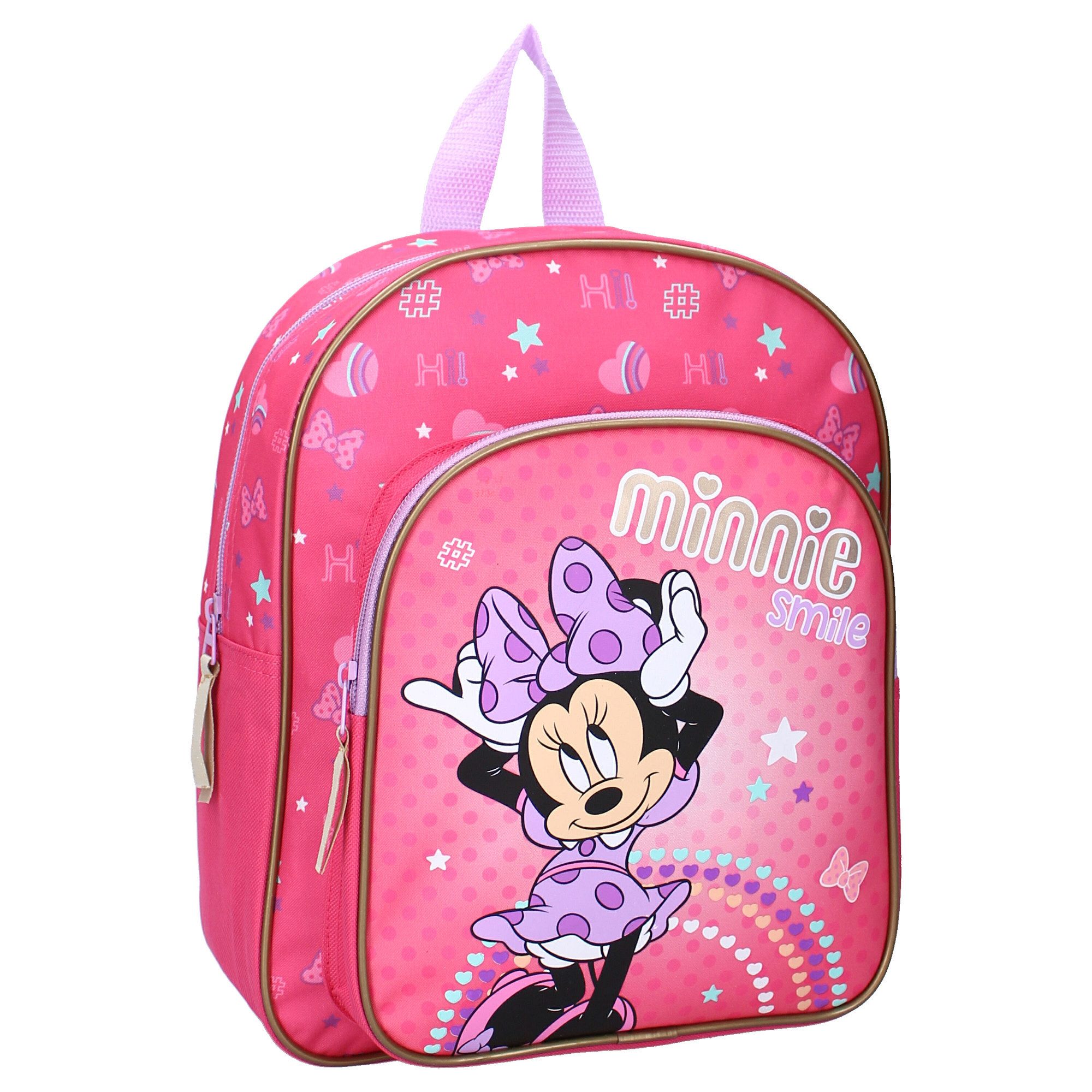 Vadobag Kinderrucksack Disney Minnie Mouse Rucksack – Kinder Schulrucksack mit Seitentaschen