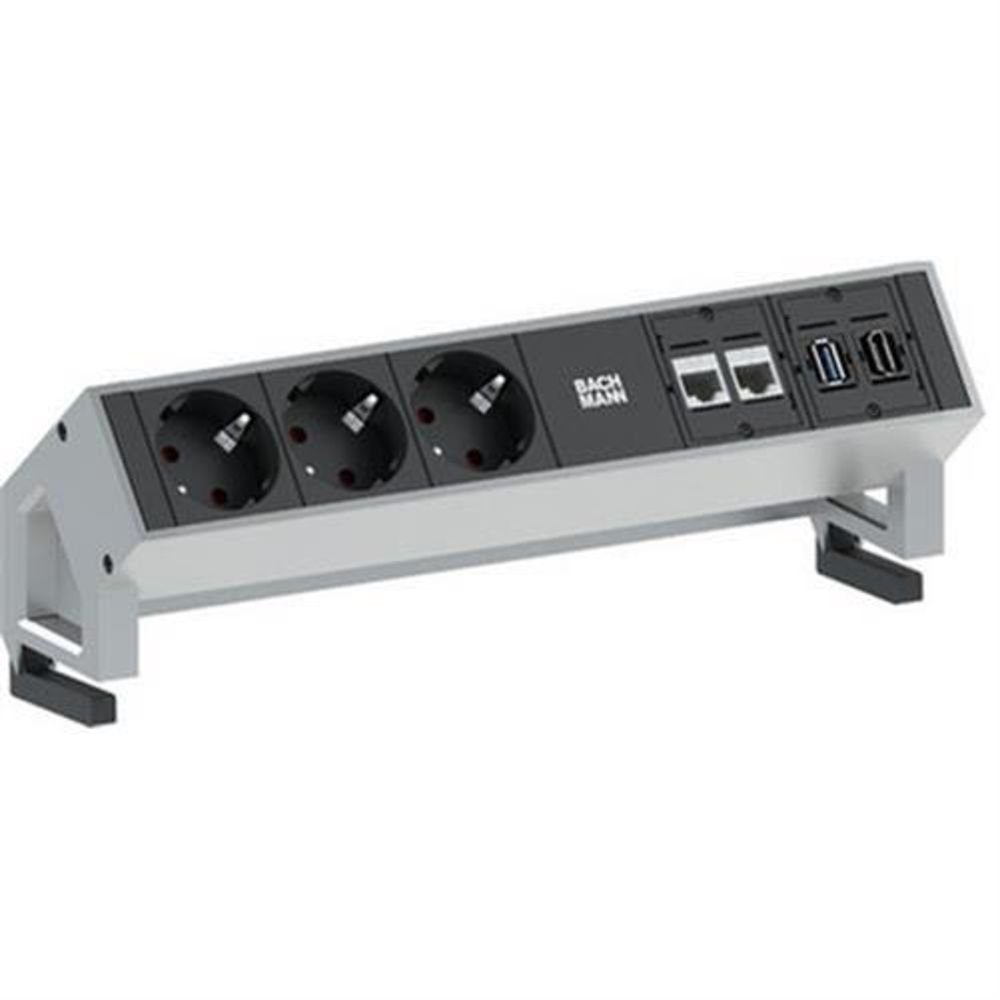 Bachmann DESK2 Steckdosenleiste, 3x Standard, 2x CAT6, 1x HDMI, 1x USB