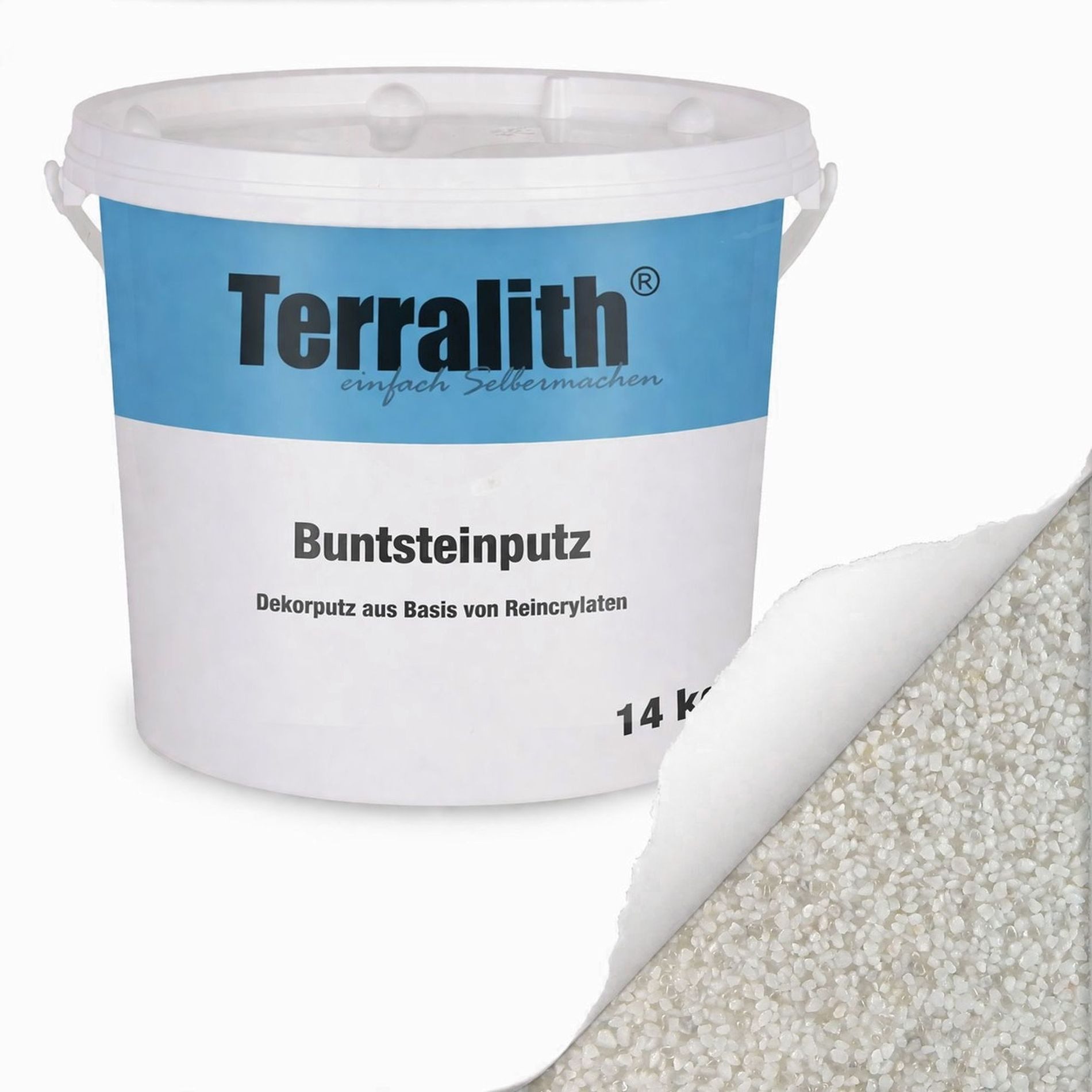 Terralith® Kunstharzputz Buntsteinputz Mosaikputz 2mm -14 kg- BSP70 (Eimer, Verarbeitungsfertig) Dekorationsputz aus Marmor-Granulat bzw. eingefärbter Körnung