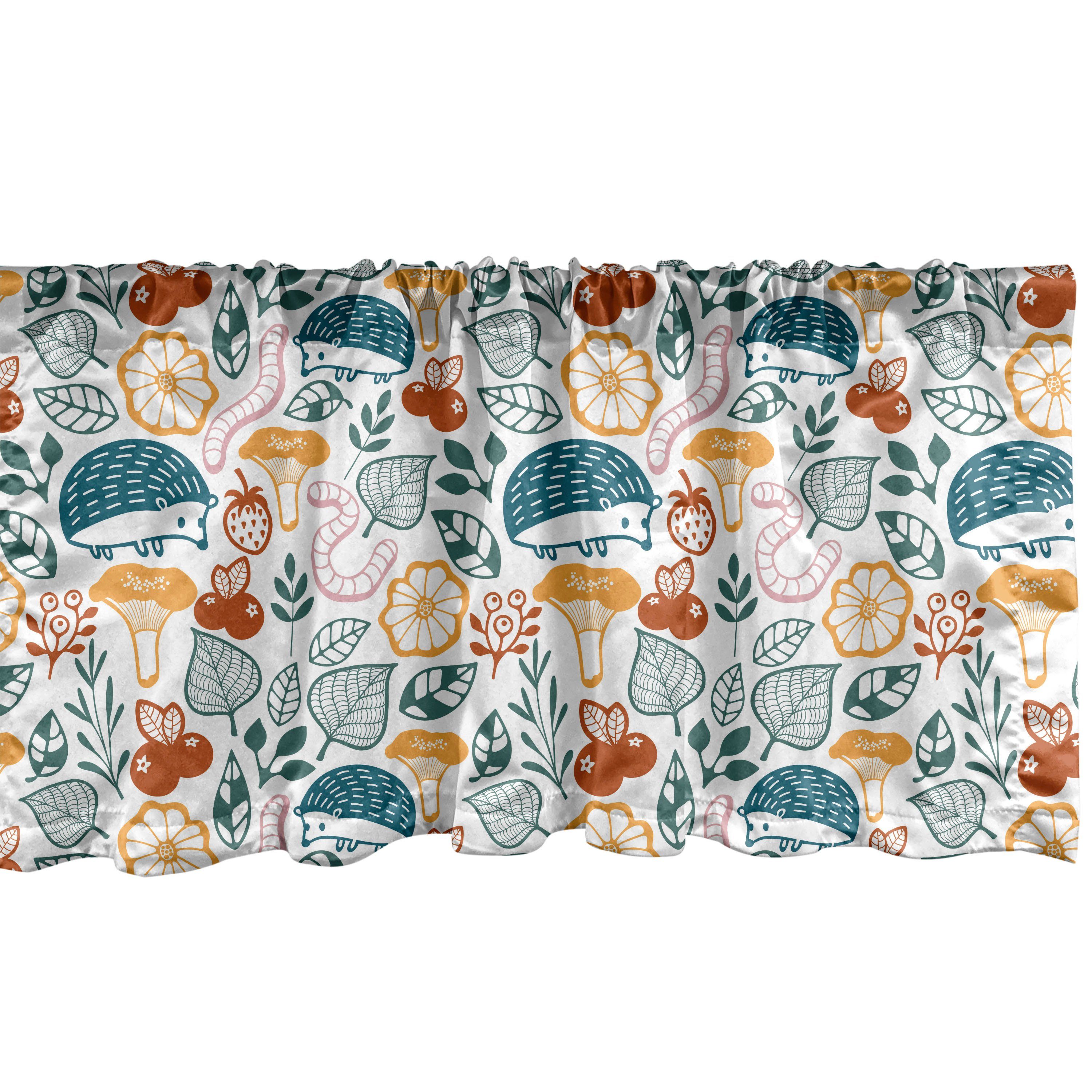 Scheibengardine Vorhang Volant für Küche Schlafzimmer Dekor mit Stangentasche, Abakuhaus, Microfaser, Kindisch Hedgehogs in Waldkunst
