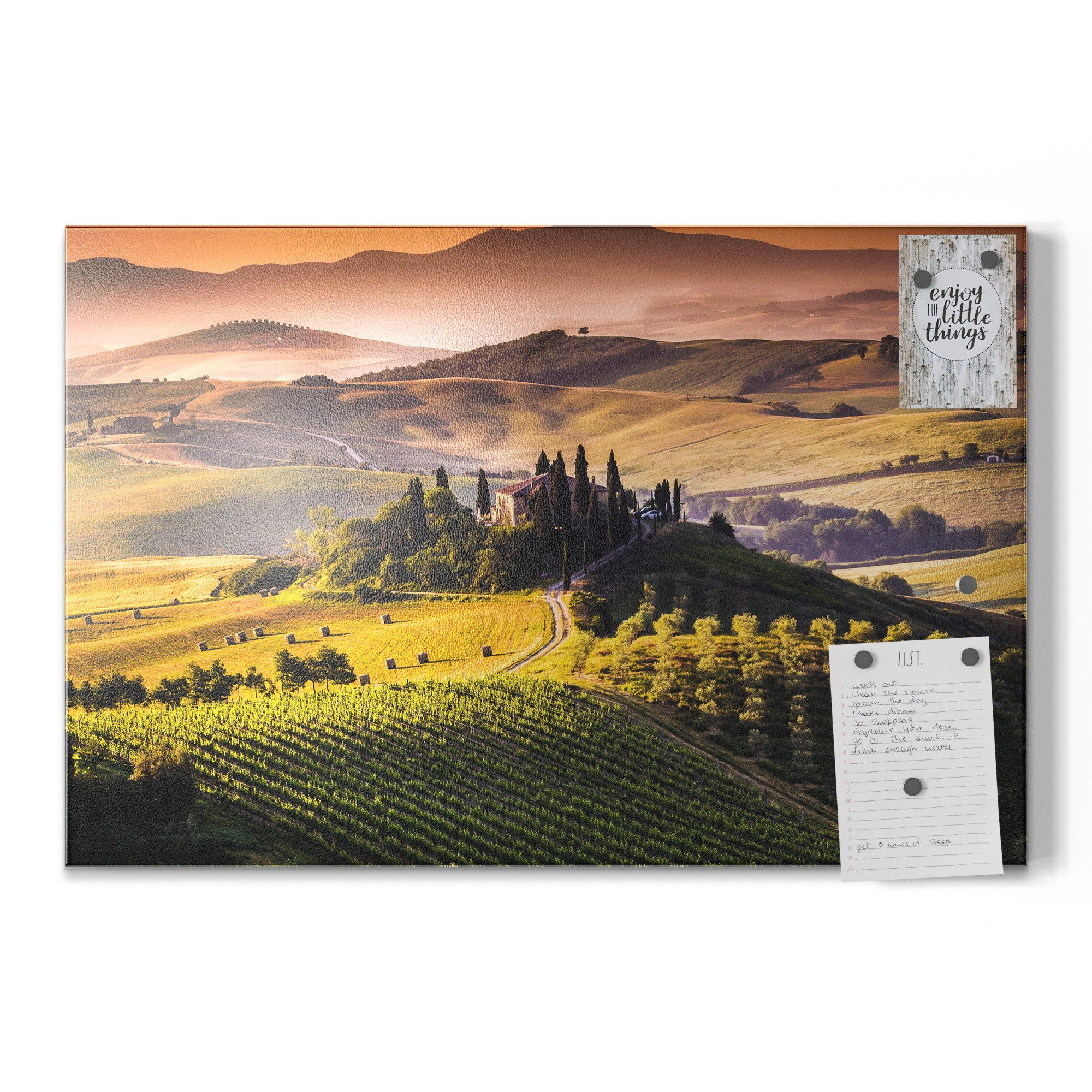 DEQORI Magnettafel 'Toskana Panorama', Metall Whiteboard für alle Magnete, Magnetboard magnetisch