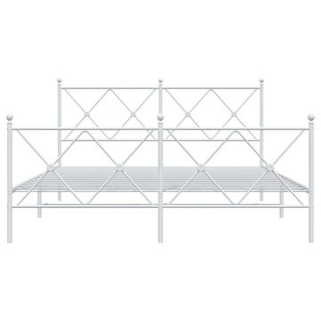 vidaXL Bett Bettgestell mit Kopf- und Fußteil Metall Weiß 160x200 cm
