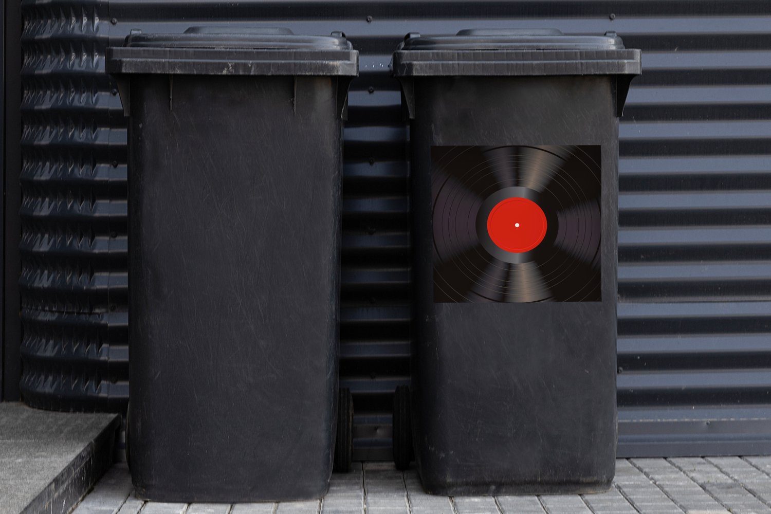 Elpee - Abfalbehälter Sticker, Container, Vinyl (1 Mülltonne, Vintage Mülleimer-aufkleber, LP - St), Wandsticker - - MuchoWow Schallplatten Rot