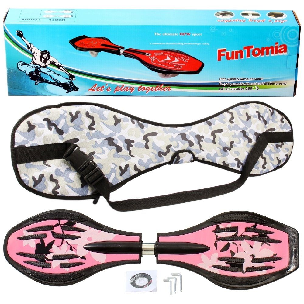 FunTomia Waveboard Waveboard mit Mach1 ABEC-9 Kugellager, LED Rollen & Tragetasche