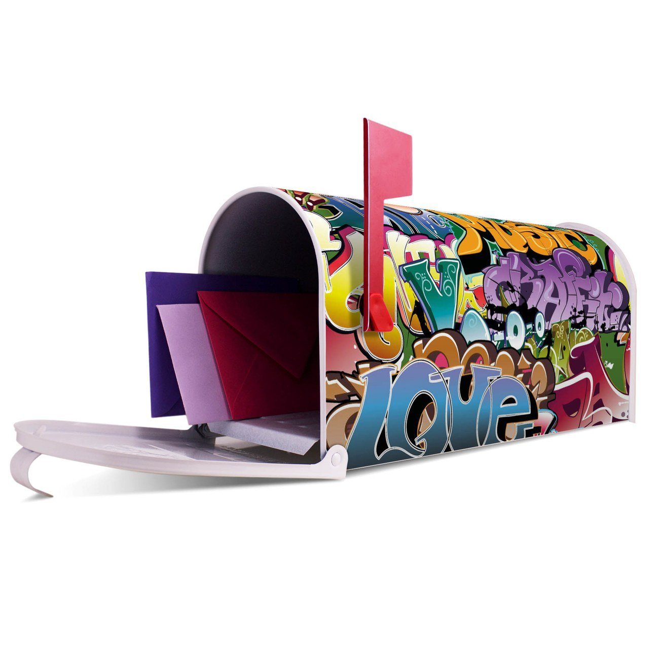 banjado Amerikanischer Briefkasten Mailbox x x Briefkasten, (Amerikanischer 17 Mississippi 22 original Graffiti cm aus 51 weiß USA)
