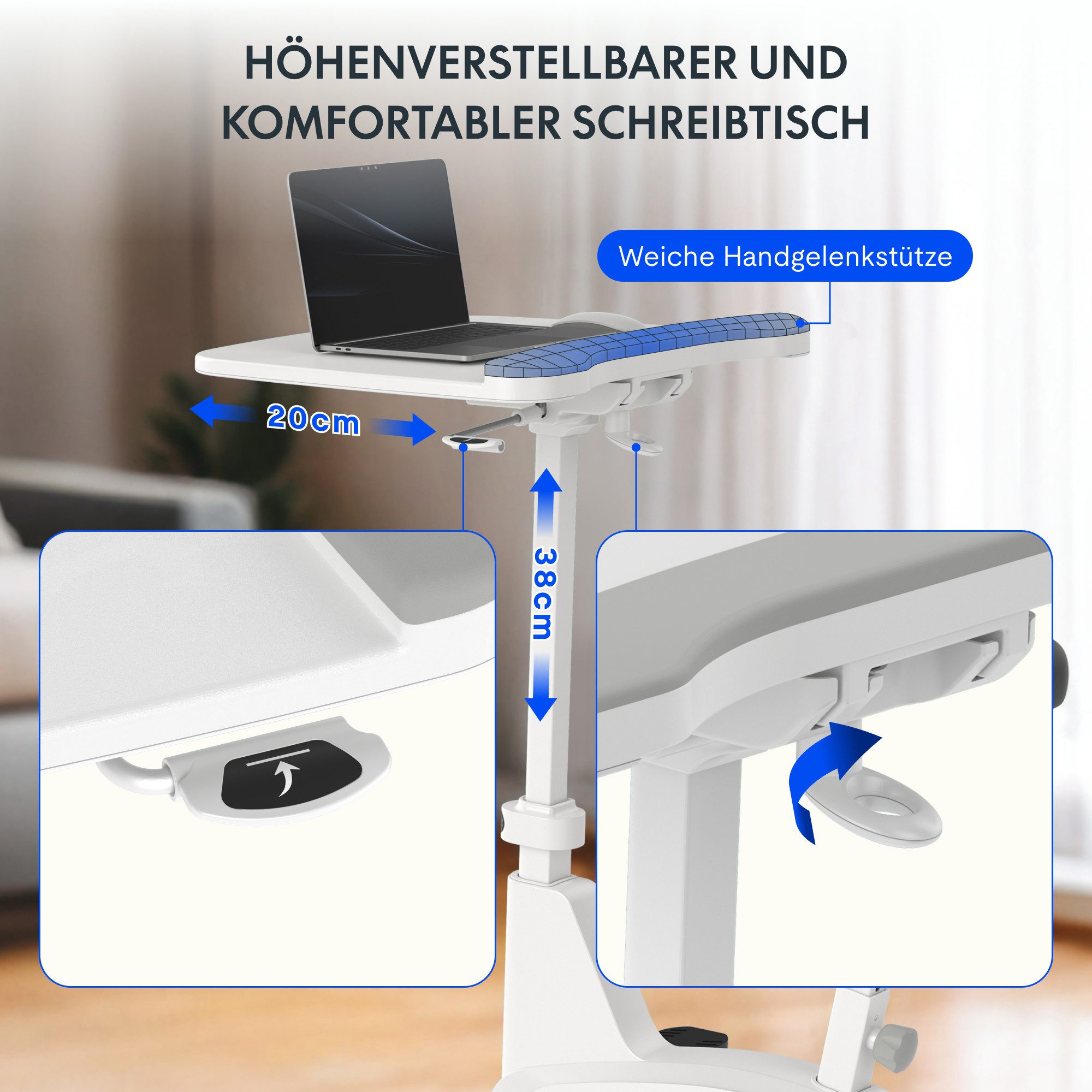 FLEXISPOT Fitnessbike Heimtrainer Fahrrad V9-Lite mit Tischplatte, (Tragbares Fitnessfahrrad mit Stabiler Rahmen und Geräuscharmer Betrieb), Ideal für Zuhause und Outdoor