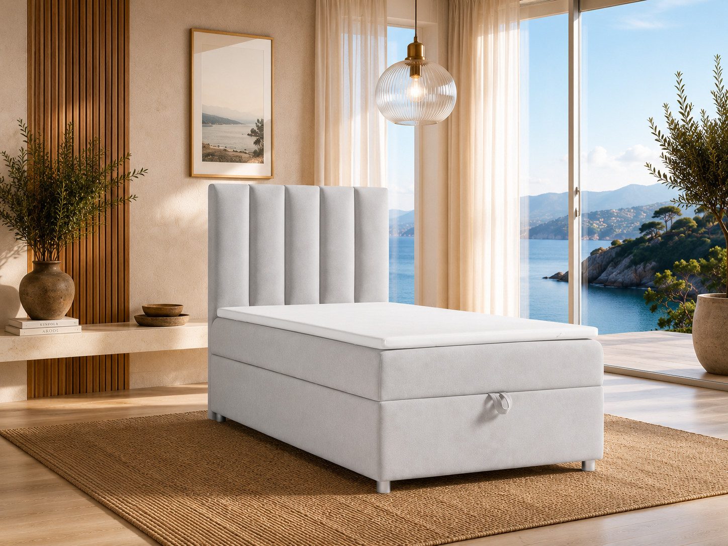 Best for Home Boxspringbett Trinity K10 SINGLE mit Bettkasten & Bonellfederkern, Komfort Topper H3 (Einzelbett, Polsterbett gepolstertes Kopfteil, Jugendbett, Kinderbett versch. Größen, 1-St., 70x200 80x200 90x200 100x200 cm), Stauraum unter dem Bett, Erg