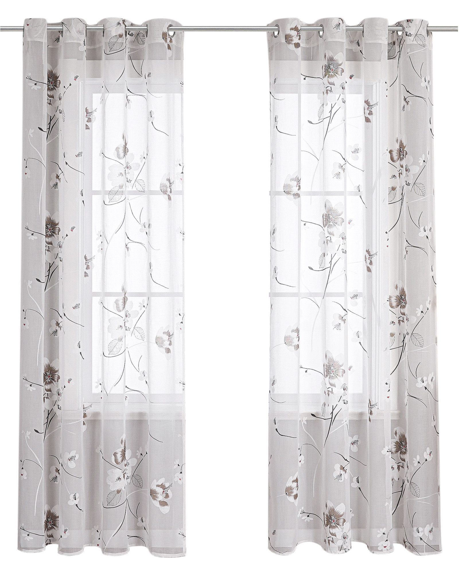 Joyswahl Gardine (1 St), Ösen, transparent, Ausbrenner Vorhänge Voile Landhausstil, Weiß Fensterschal Wohnzimmer