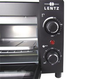 Lentz Minibackofen Mini-Backofen - Toastofen 1050 Watt, Zeitschaltuhr, Inklusive Backblech und Grillgitter