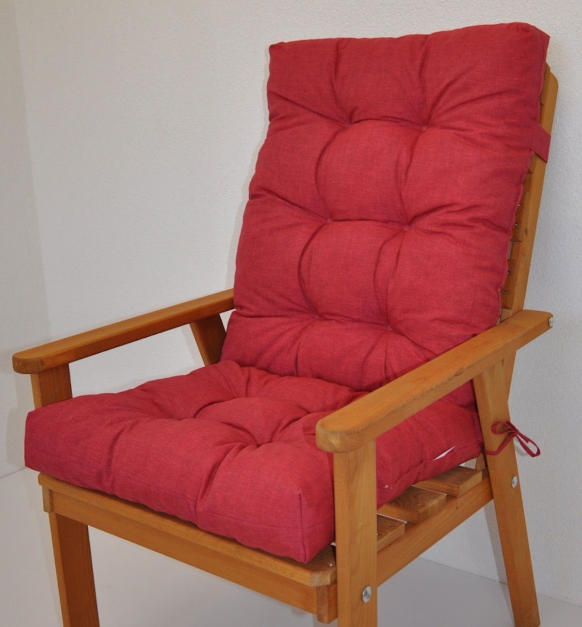 Rattani Hochlehnerauflage Polster für Gartenstuhl, Hochlehner Auflage Sylva Gr. 115 x 50 cm rot