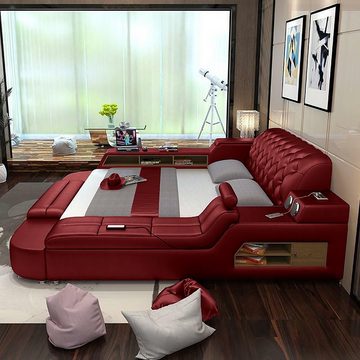 JVmoebel Bett Design Bett Big Betten Leder Hotel Polster Multifunktion Regal Sofort (Bett), Made in Europa