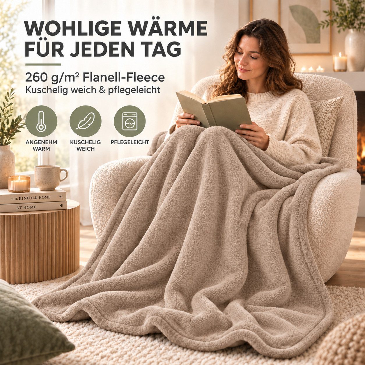 Wohndecke Kuscheldecke 260 g/m², flauschige Wohndecke, Fleecedecke, Oeko-Tex, Komfortec – Bild 4 von 5