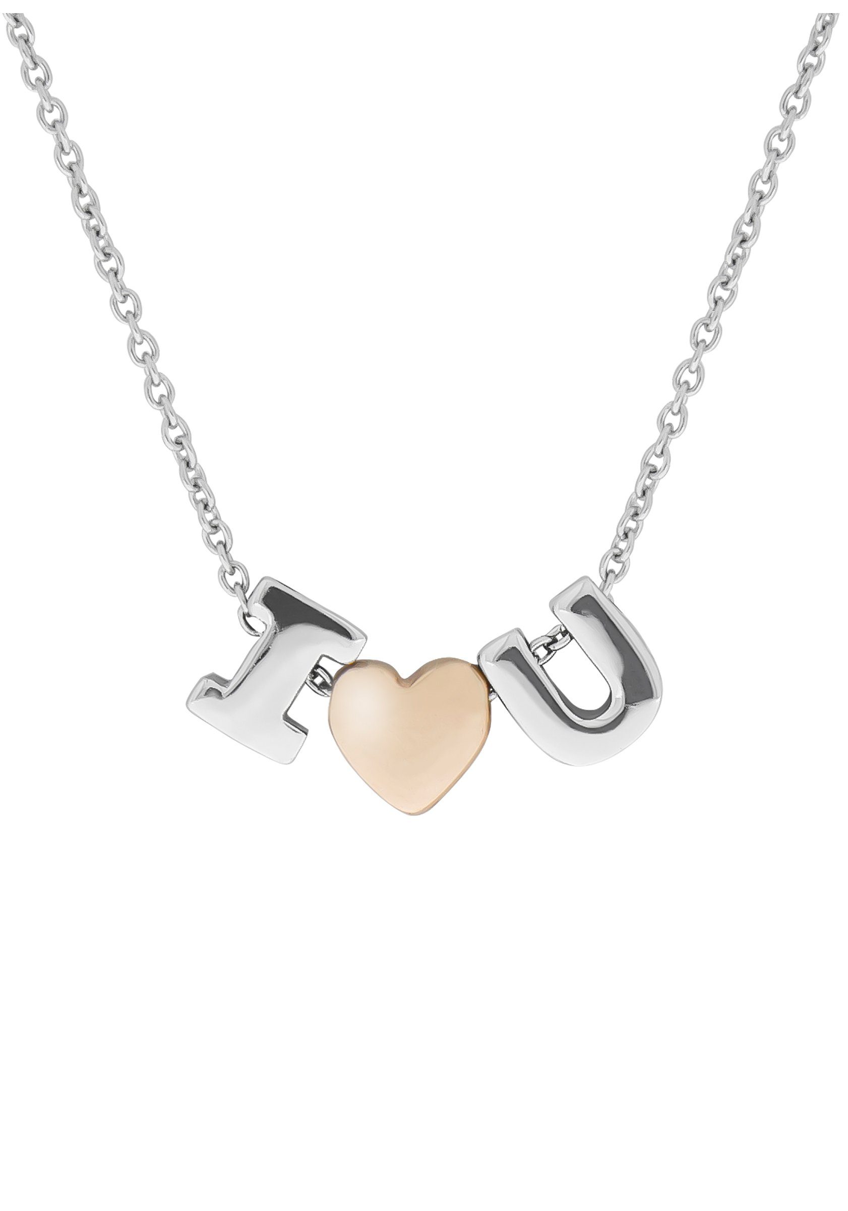 Firetti Kette mit Anhänger Schmuck Geschenk Silber 925 Halsschmuck  Halskette Ankerkette, zu Kleid, Shirt, Jeans, Sneaker! Anlass Geburtstag  Weihnachten, Trendiges LOVE Collier mit Herz | Silberketten