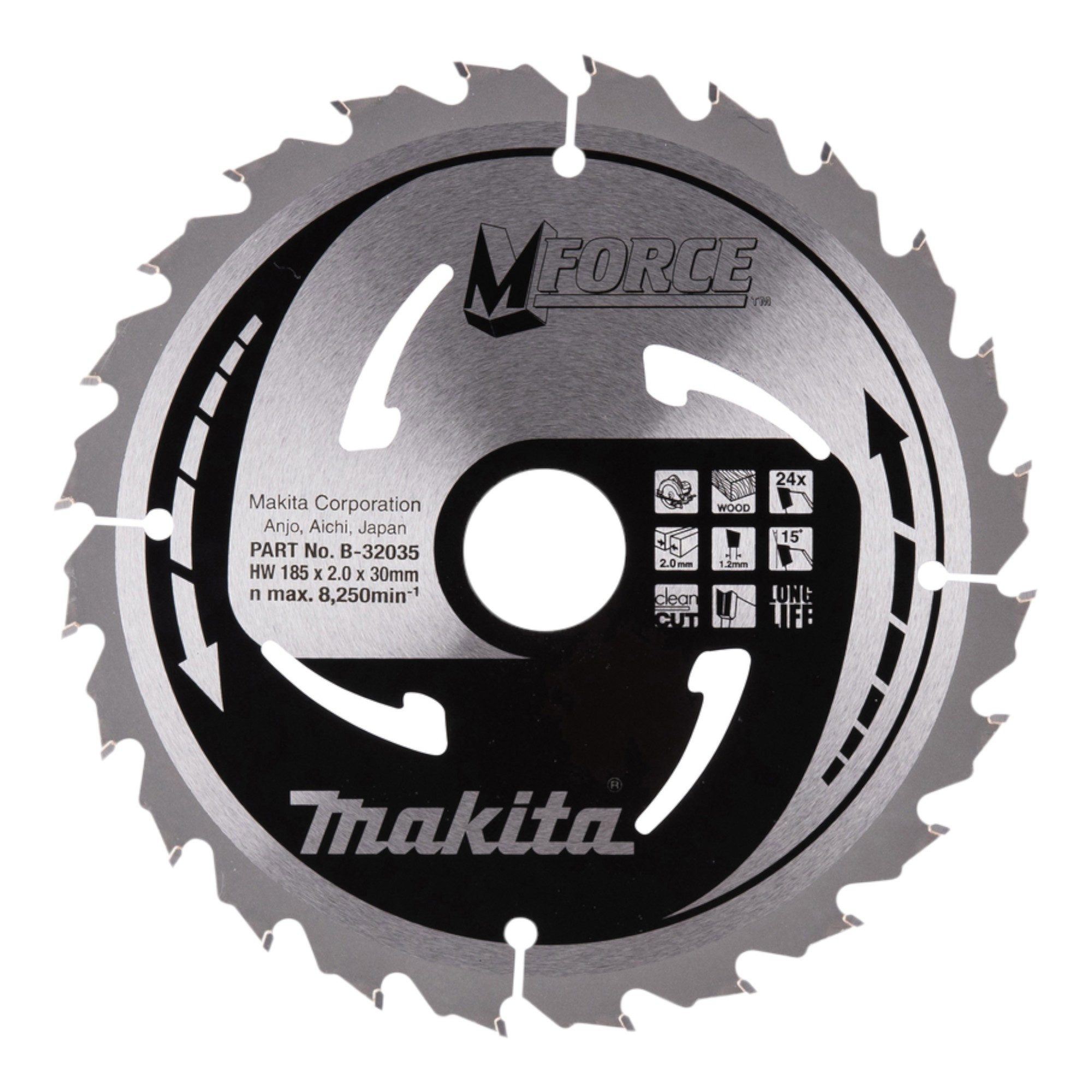 Makita Kreissägeblatt M-FORCE Kreissägeblatt 185 x 30 x 2,0 mm 24 Zähne (B-32035)