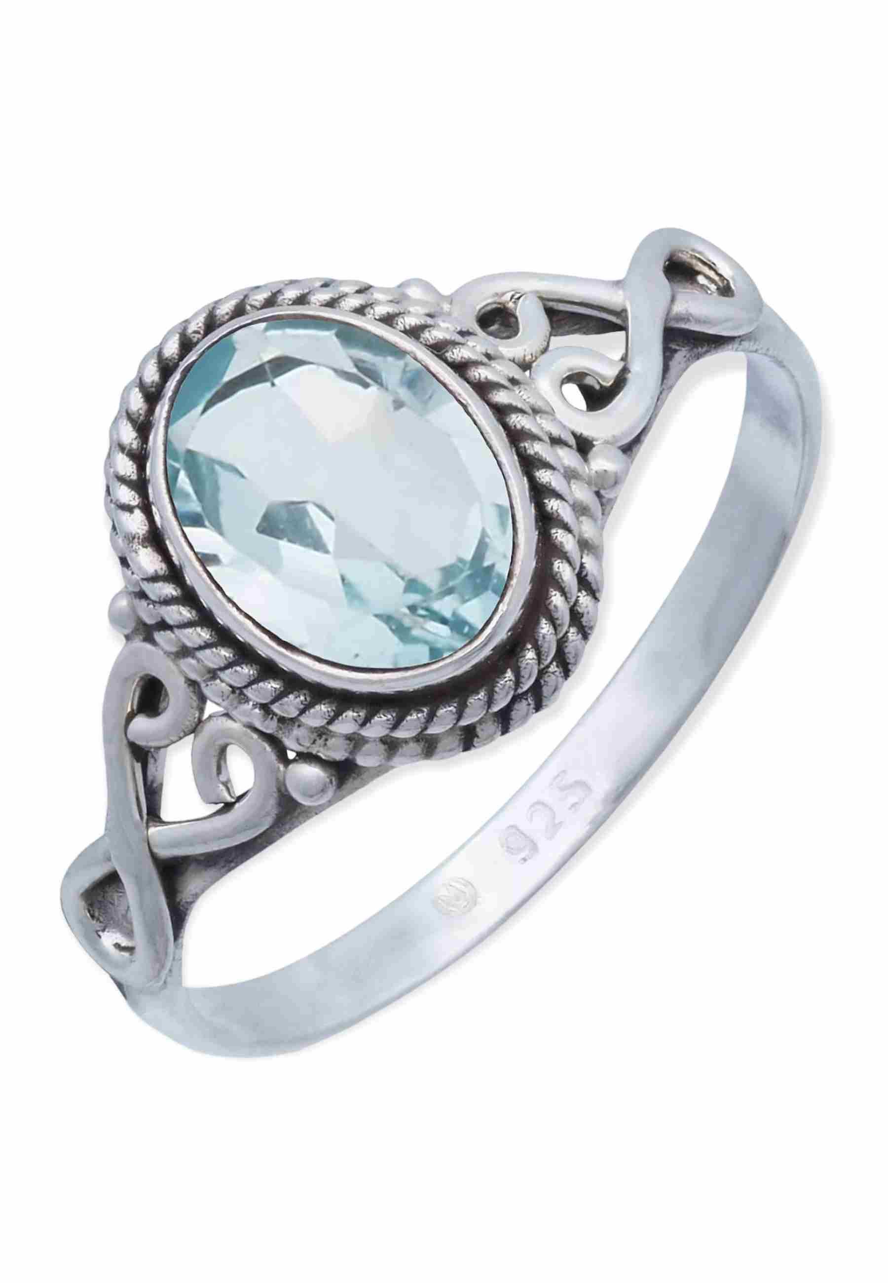 mantraroma Silberring BAGHIMI oval aus 925 Silber mit blau Topas (Ring mit günstig online kaufen
