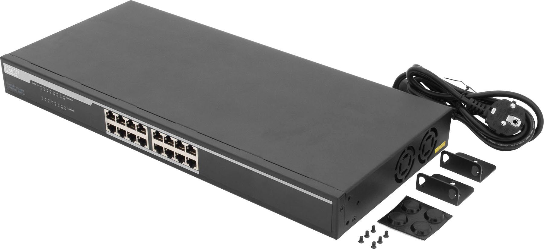 Digitus 16-Port Gigabit Switch, 19 Zoll, Unmanaged DN-80112 Netzwerk-Switch