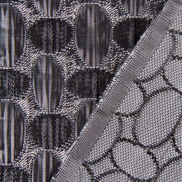 SCHÖNER LEBEN. Stoff Faschingsstoff Jacquard Lurex Glitzer Ovale anthrazit silber 1,40m, mit Metallic-Effekt