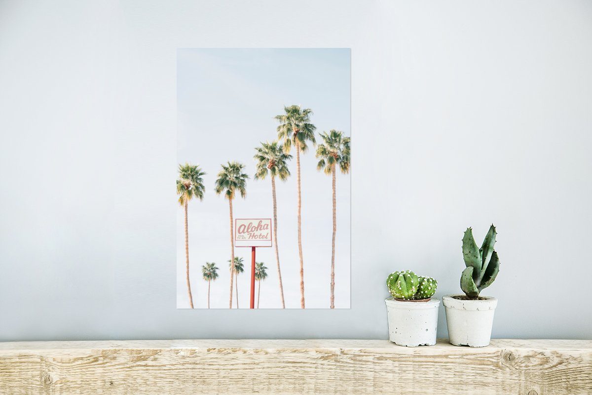 MuchoWow Poster Palmen - - Himmel, für Natur Wohnzimmer, Wandposter - Sommer Poster, Wandbild, Ohne St), Rahmen (1