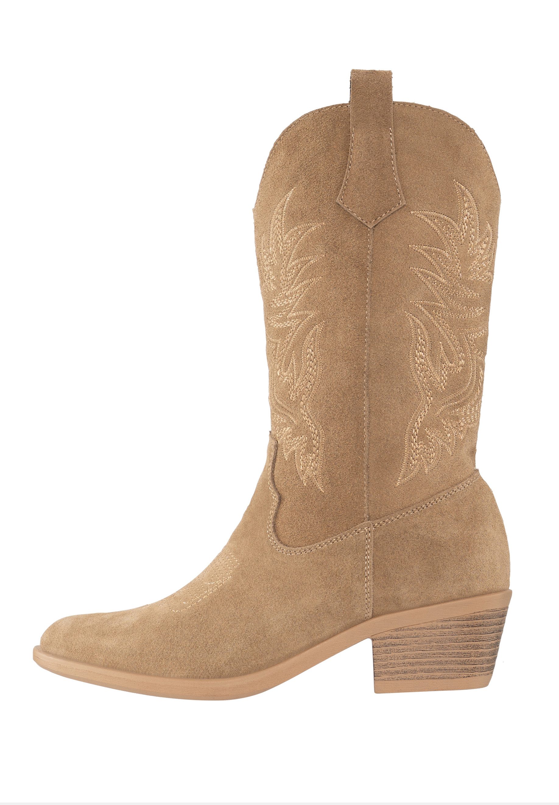 Salinyang Damen Westernstiefel mit Stickerei und Blockabsatz Cowboy Stiefelette