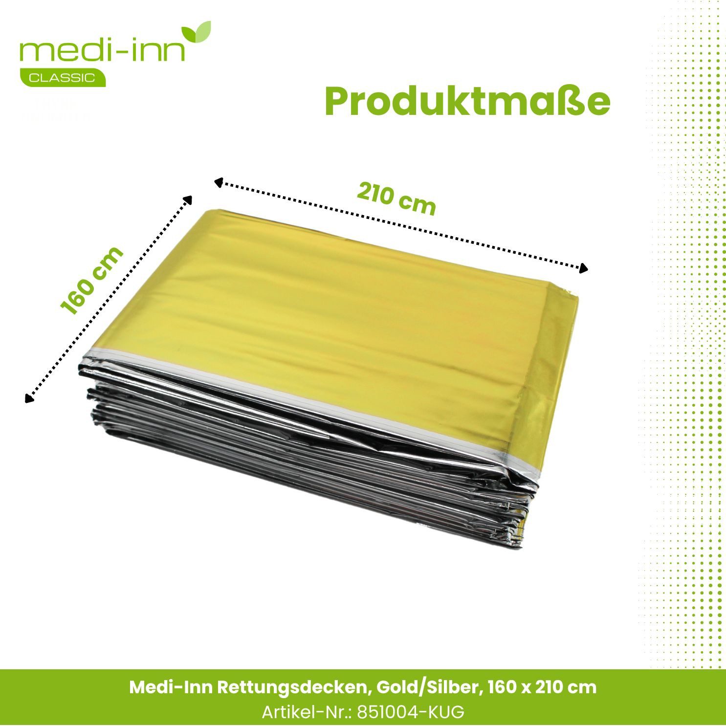 Medi-Inn Erste-Hilfe-Set Rettungsdecke Rettungsfolie, 160 x 210 cm, gold/silber, (1 St)