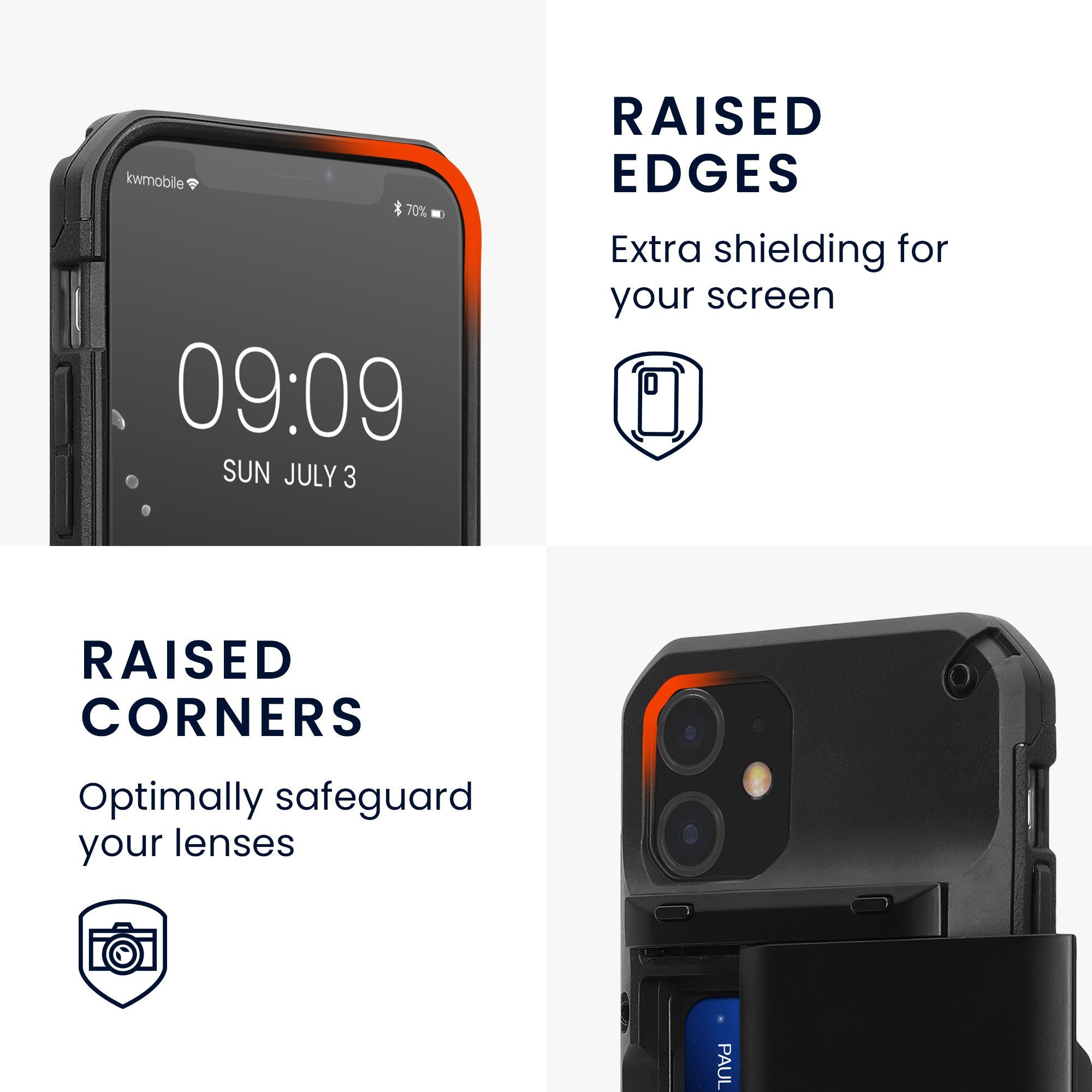 kwmobile Handyhülle Premium Handyhülle für Apple iPhone 11 Hülle, Smartphone Schutzhülle mit Kartenfach für bis zu 4 Karten