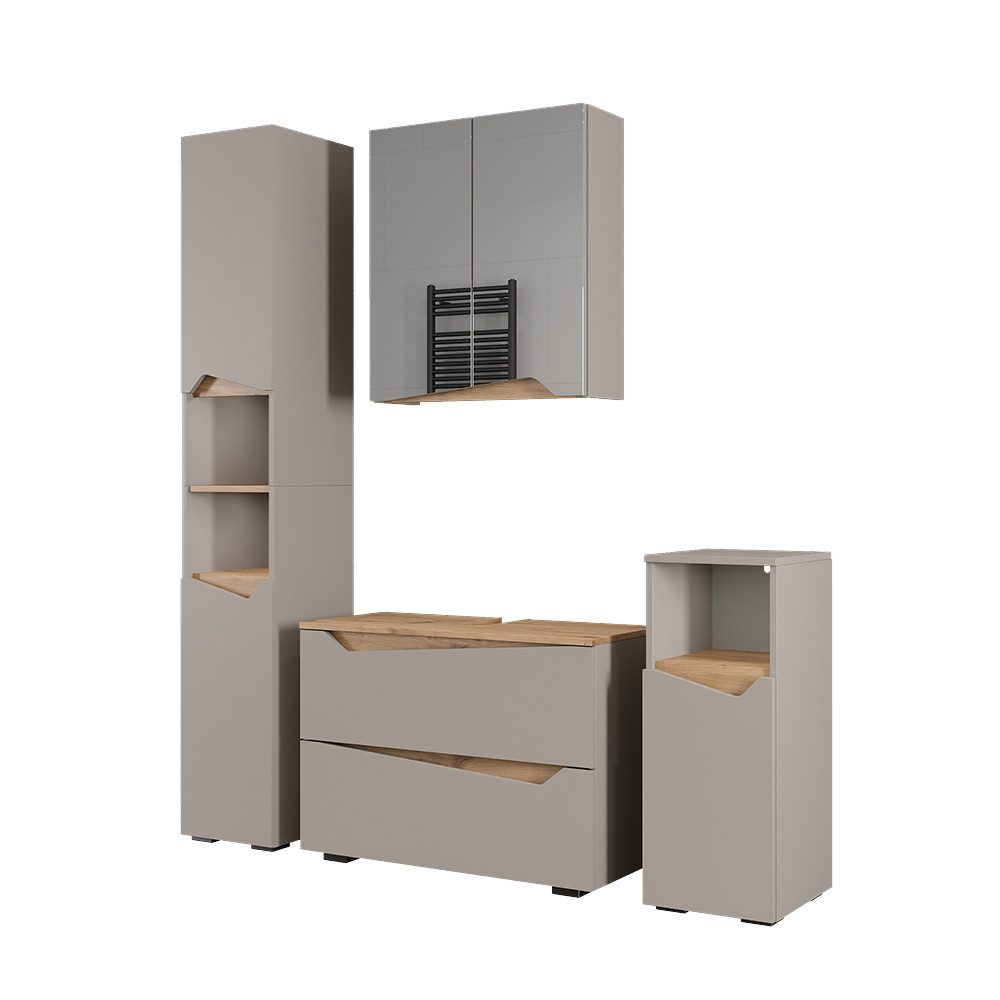 Vicco Badmöbel-Set Marelle, Greige/Artisan, 4 Teile, günstig online kaufen