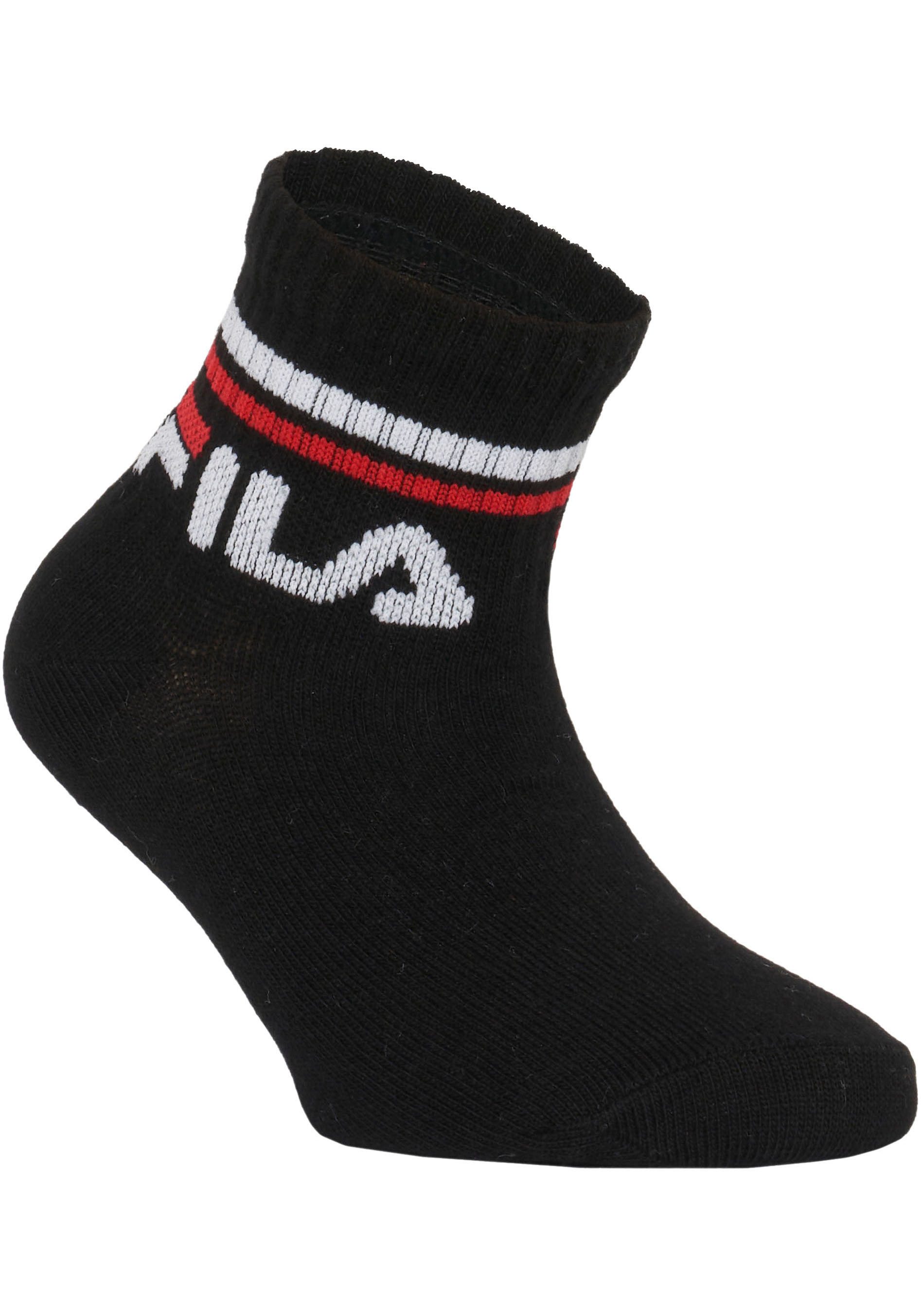 Fila Kurzsocken JUNIOR UNISEX QUARTER PLAIN SOCKS (6-Paar) mit eingestricktem Logo im Bündchen, Kindersocken