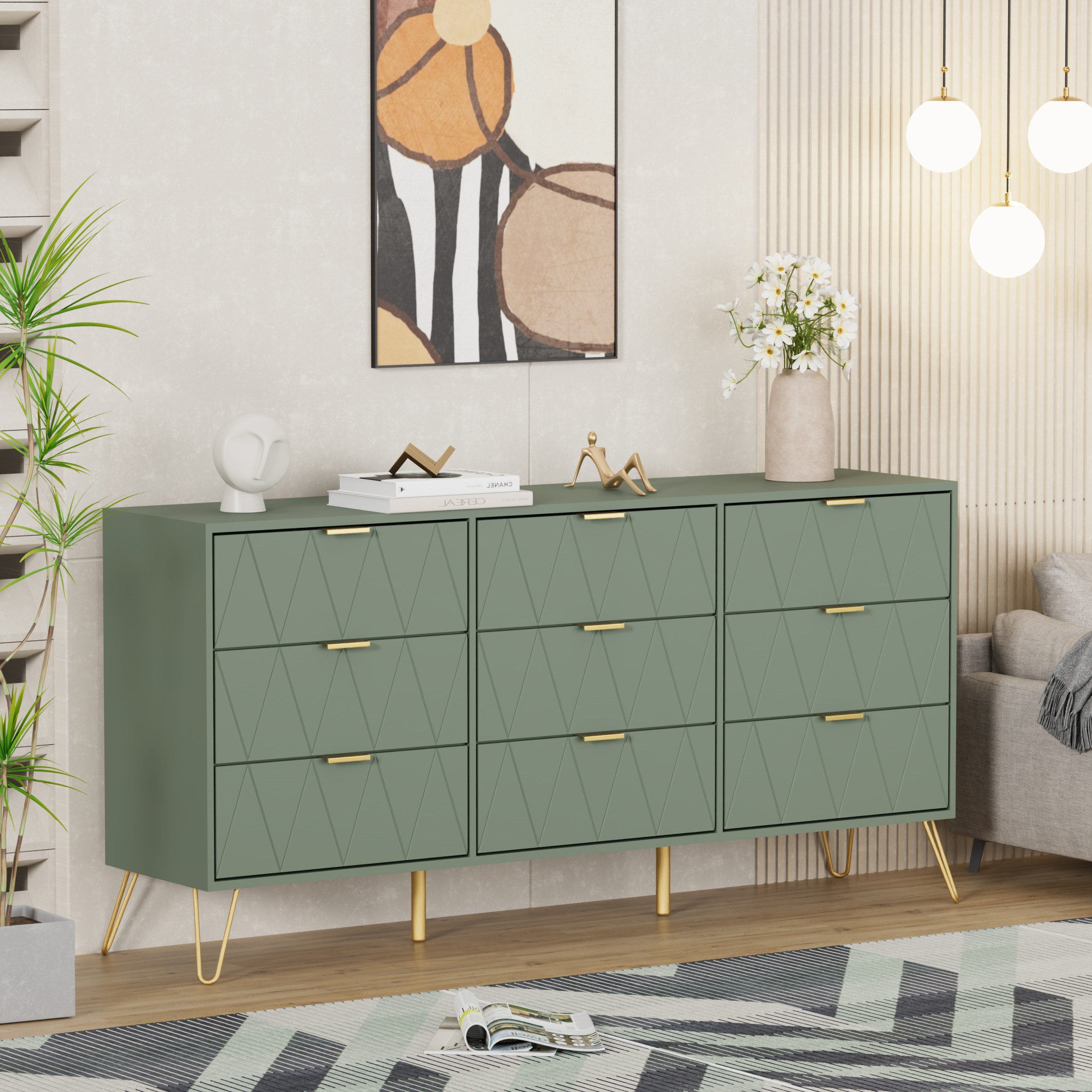 UEV Kommode modern Sideboard schmal Mehrzweckschrank für Kleidung Dokumente (Packung)
