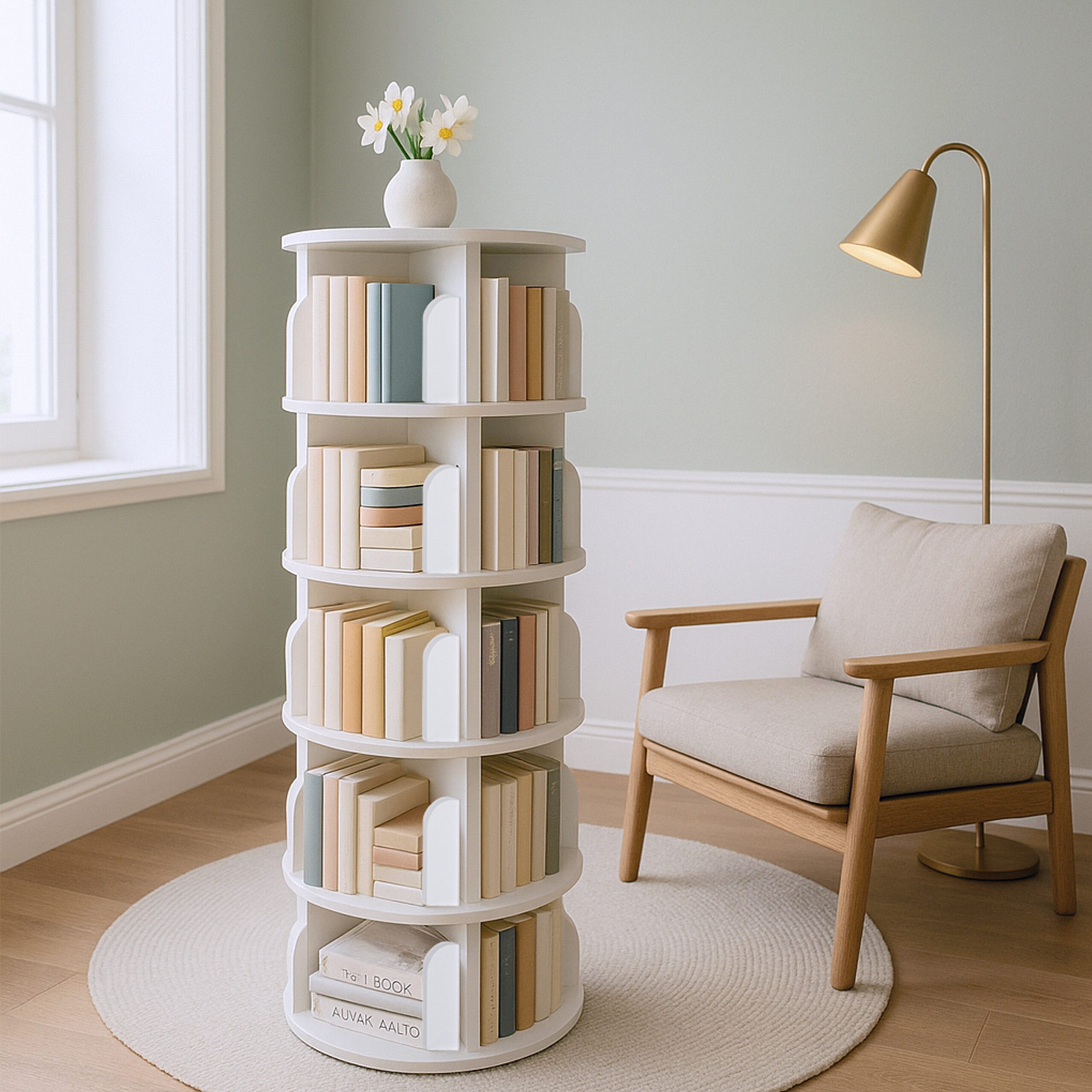 relaxdays Bücherregal Drehbares Bücherregal 4 Etagen, weiß