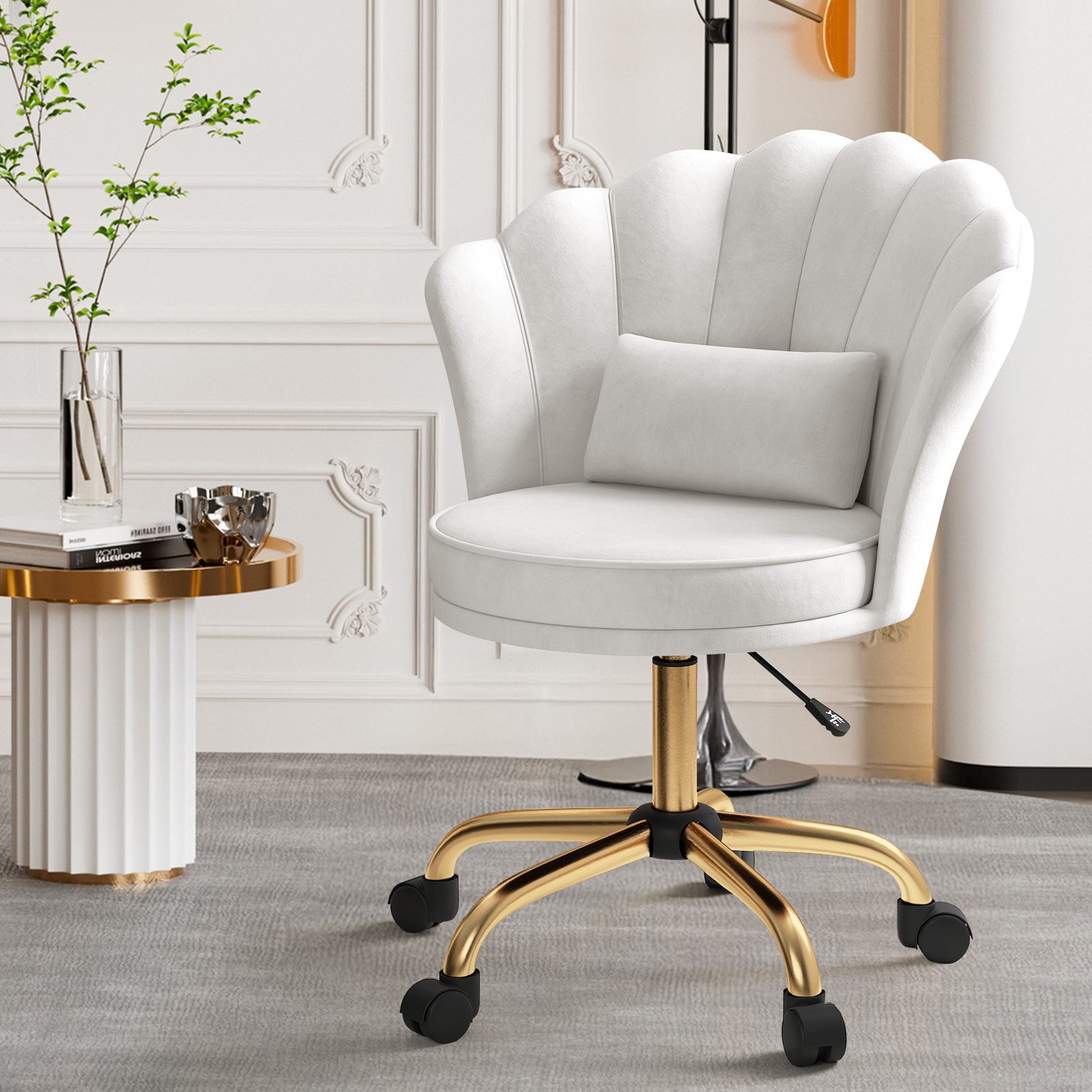 HawthyHome Bürostuhl Schreibtischstuhl mit Blütenrückenlehne, drehbar und höhenverstellbar (1 St), Samtbezug mit Kopfkissen, ergonomischer Stuhl