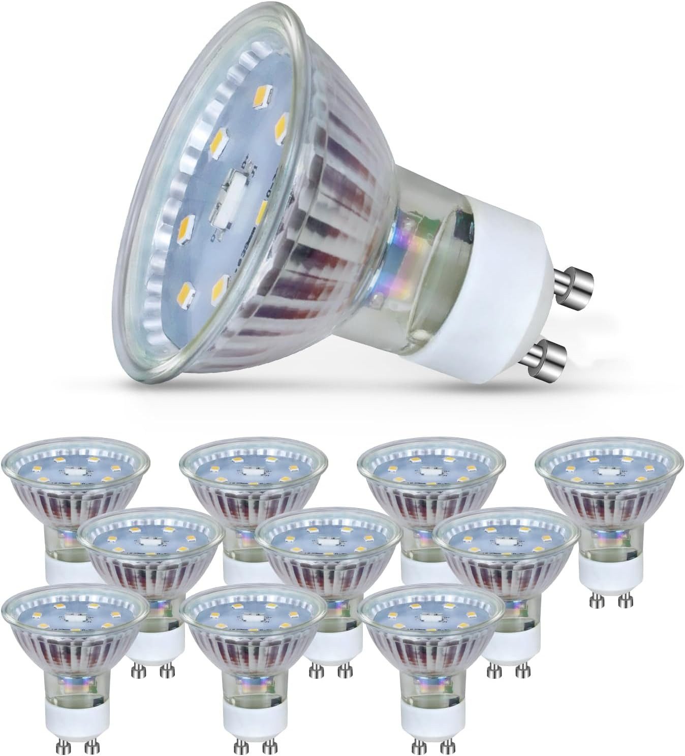ZMH LED-Leuchtmittel 6W Energiesparlampe Abstrahlwinkel 110° Spot Reflektor Birne, GU10, 10 St.