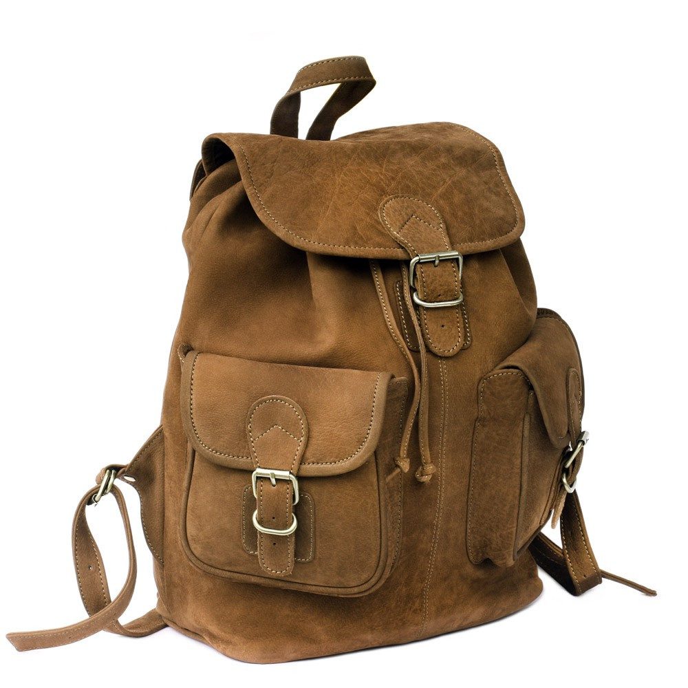 Hamosons Notebookrucksack Großer Lederrucksack / Laptop-Rucksack, Büffel, Braun, Hamosons 560