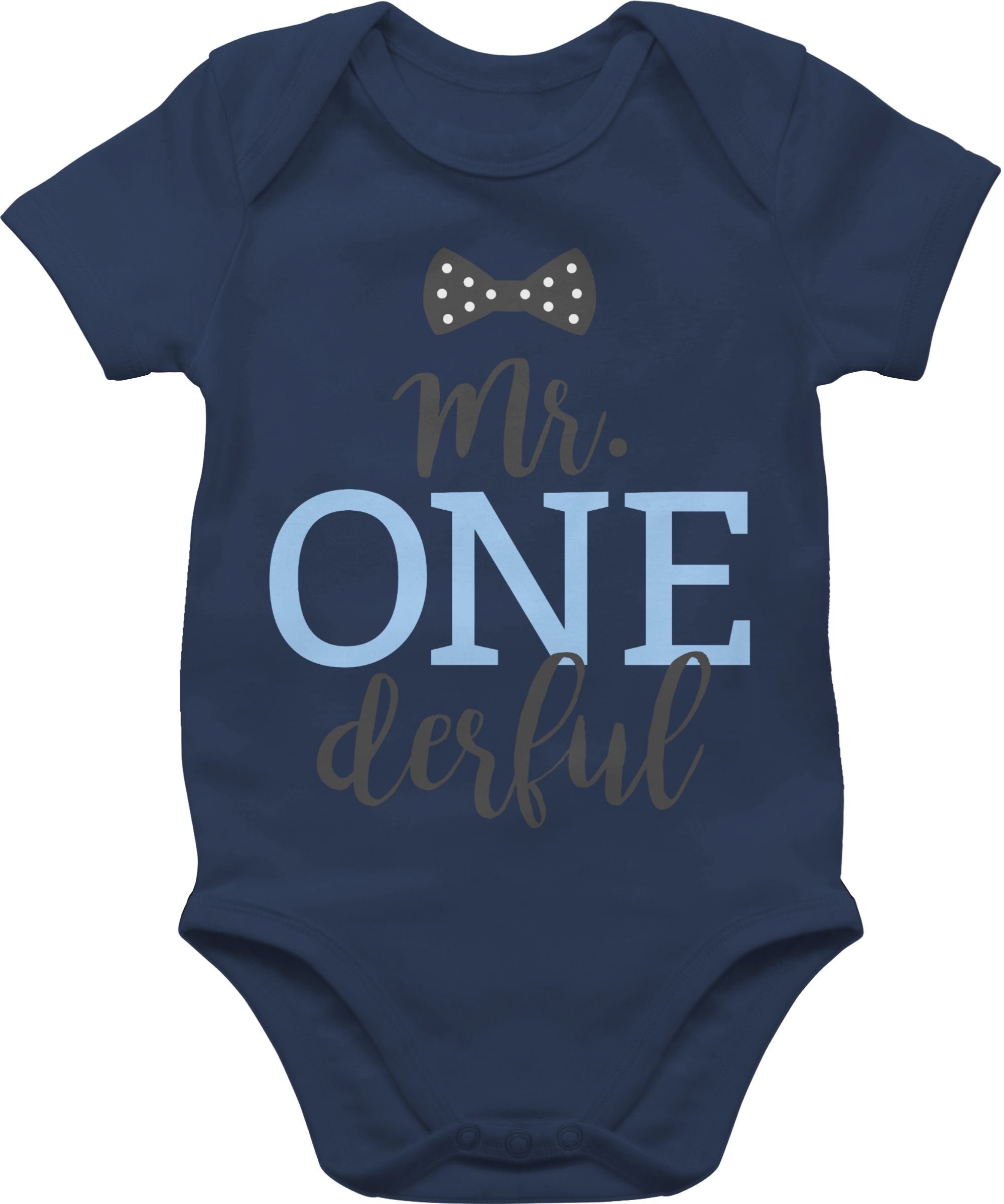 Shirtracer Shirtbody Mr. One Derful 1. Geburtstag 2 Navy Blau