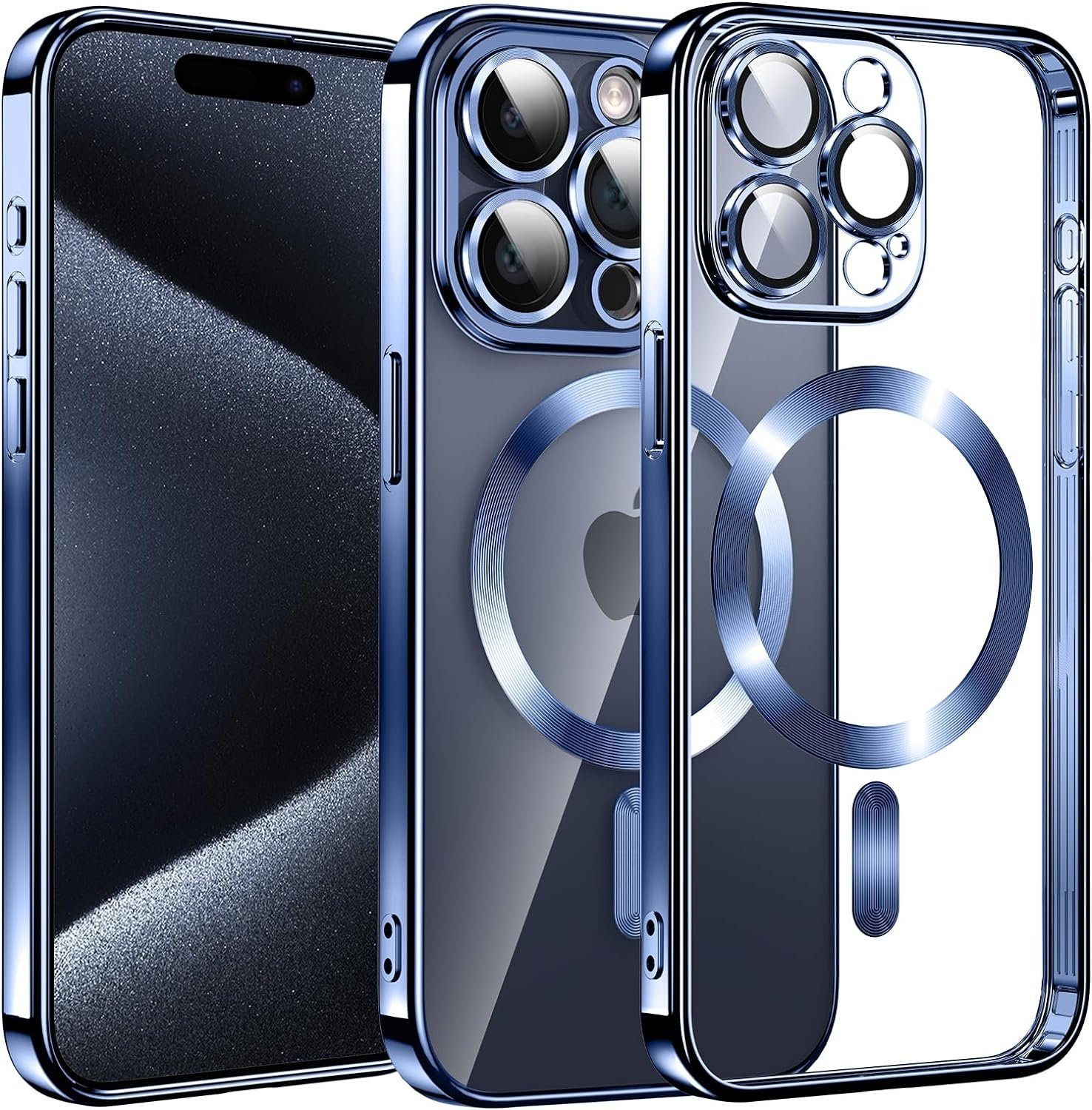 MSM Handyhülle Hülle für iPhone 15 Pro / 15 Pro Max Schutz MagSafe Silikon Titan