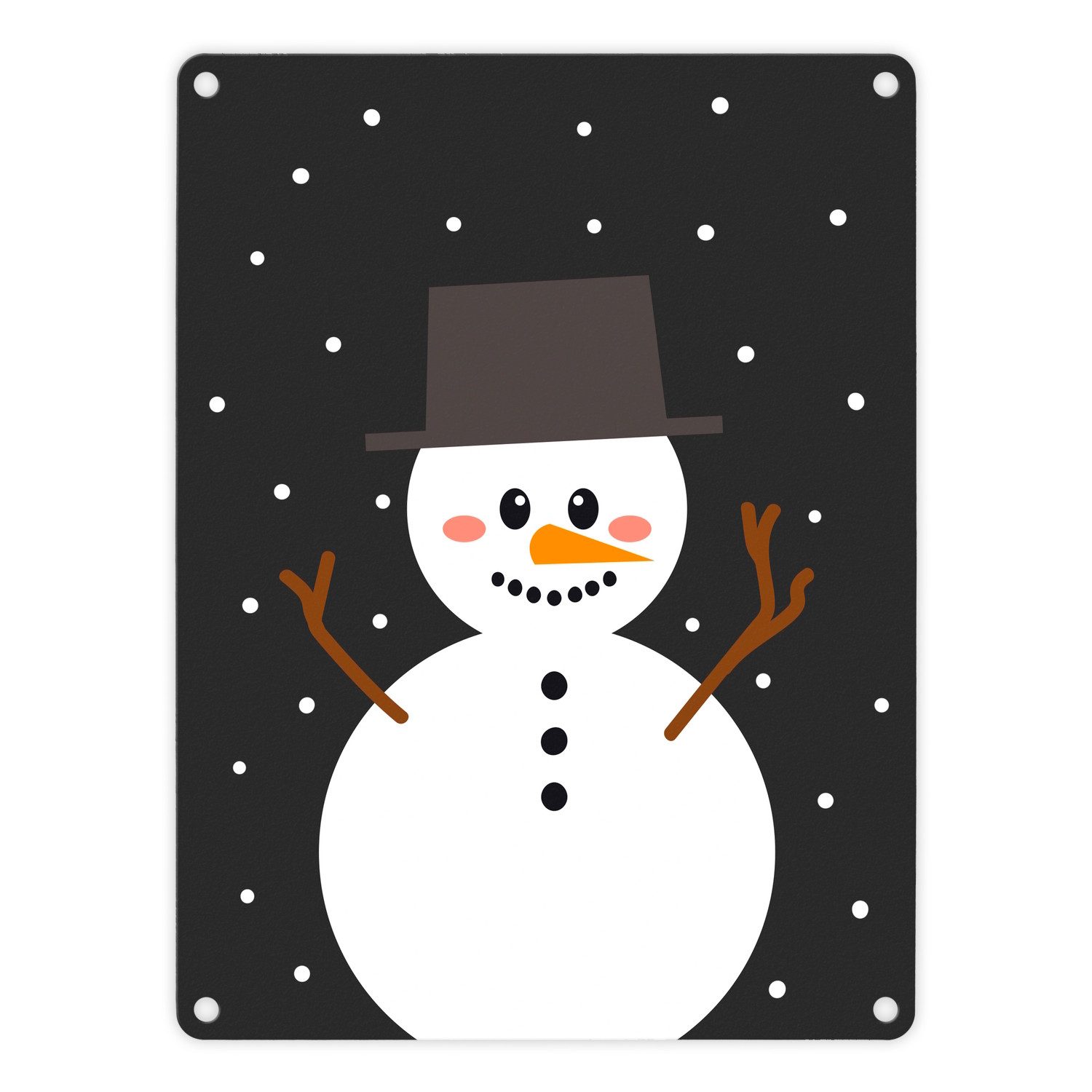 speecheese Metallschild Schneemann im Schnee Metallschild Weihnachten Advent Winter kalt Kind