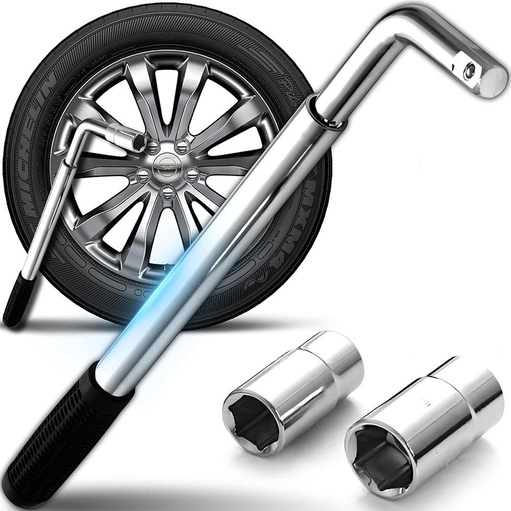 AFKSMILE Radmutternschlüssel Radmutternschlüssel ausziehbar 36-50 cm, Universal-Reifenspanner, 17 mm, 19 mm, 21 mm, 23 mm Steckschlüssel