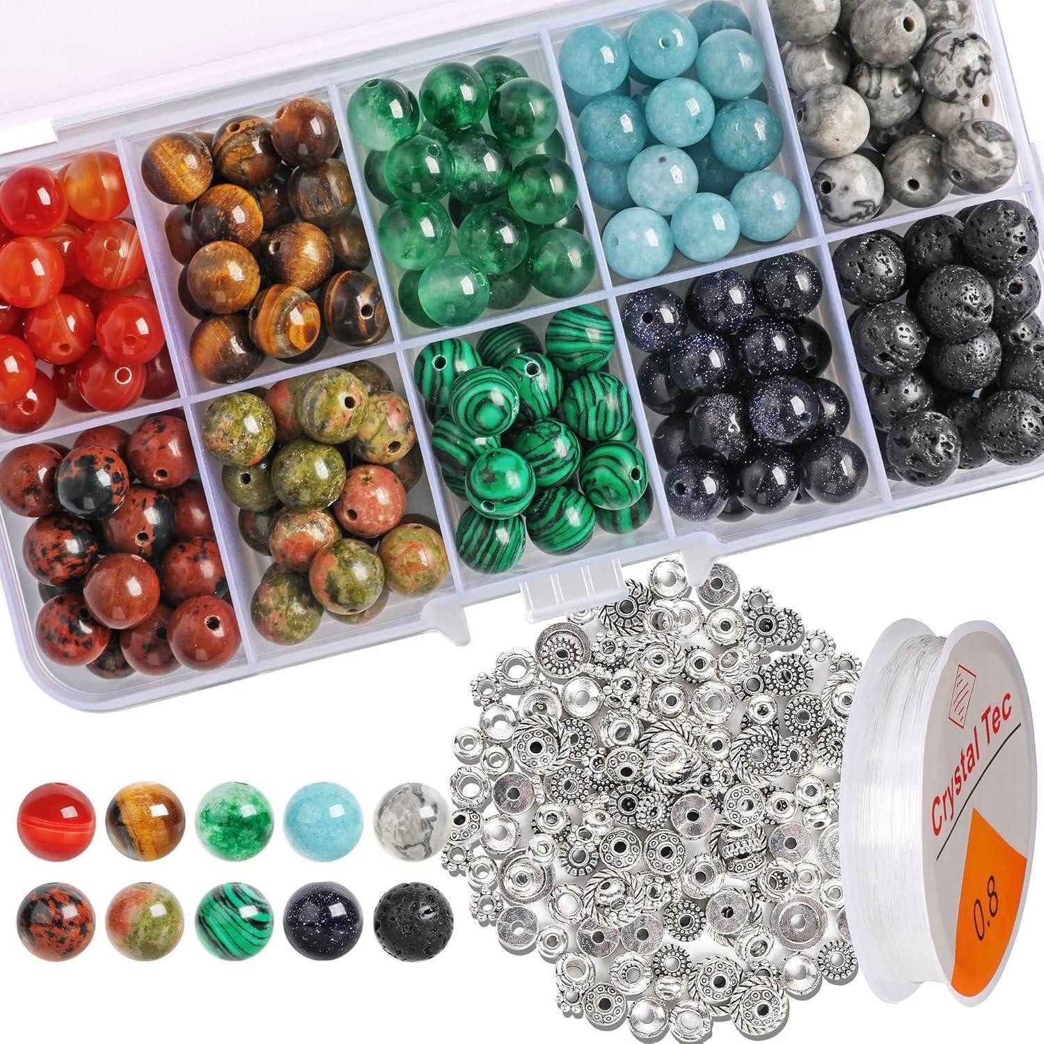 LuxusKollektion Bastelperlen Edelstein Perlen Set 200 Stück 8mm Schmuck Basteln mit Zwischenperlen