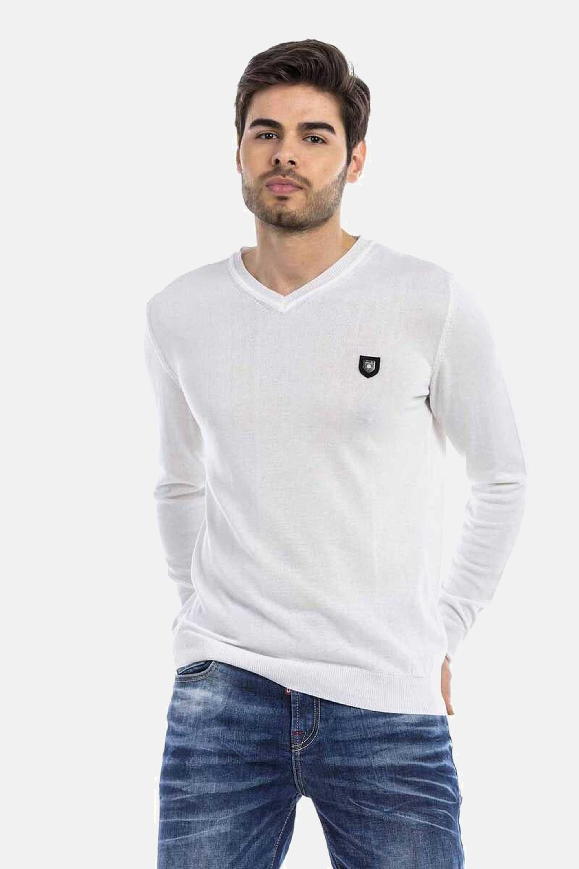 Cipo & Baxx V-Ausschnitt-Pullover Pullover (1-tlg) mit V-Ausschnitt, CP242 günstig online kaufen