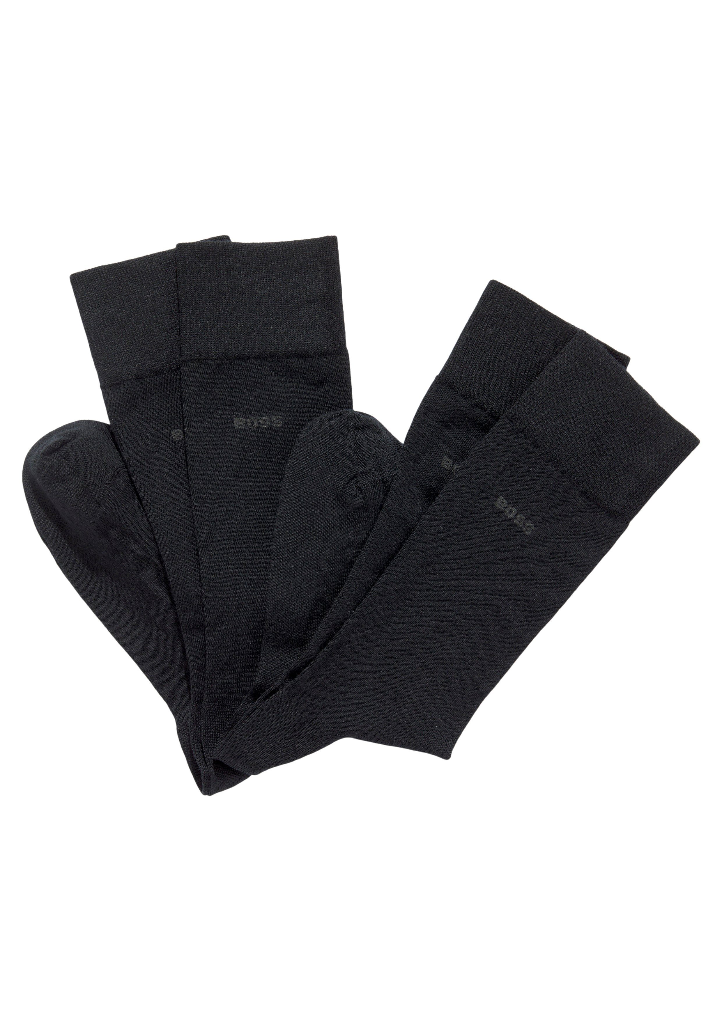 BOSS Socken 2P RS Uni WO (Packung, 2er Pack) mit eingesticktem Markenlogo Black