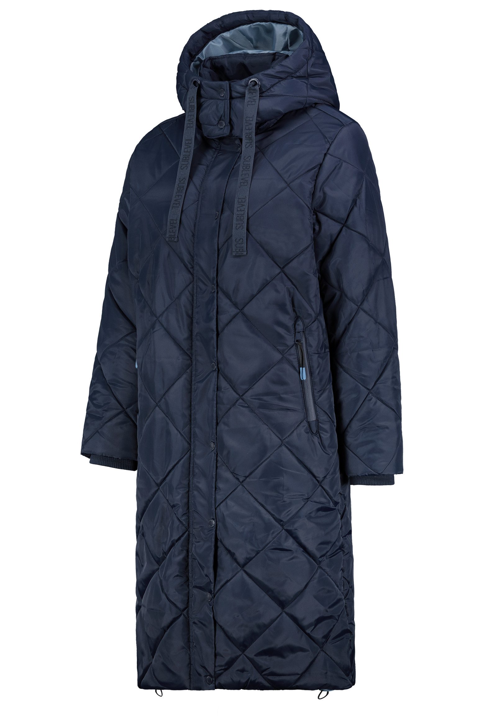 SUBLEVEL Steppjacke Damen Mantel mit Kapuze lange Winter Jacke Parka Stehkragen, Kapuze, flauschig, kuschelig, warm, Outdoor, Mantel
